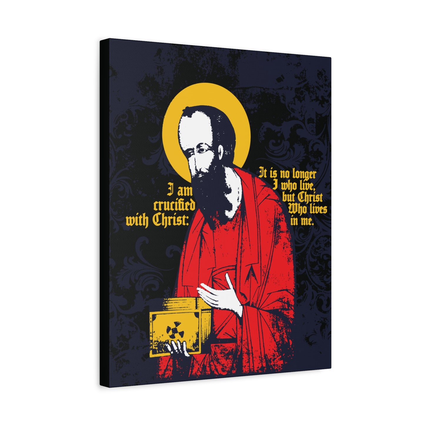 St Paul Holding Gospel Iconographic | I am crucified with Christ (Galatians 2:20) | Orthodox Christian Canvas Art