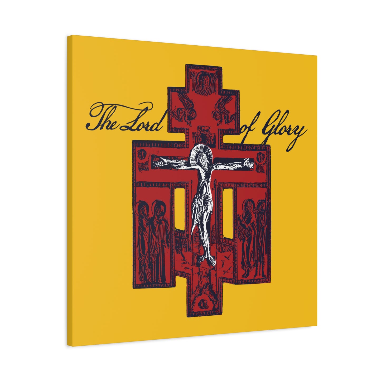 The Lord of Glory | Russian Golgotha Crucifix IconoGraphic (Gold BG) | 1 Corinthians 2:8 | Orthodox Christian Canvas Art