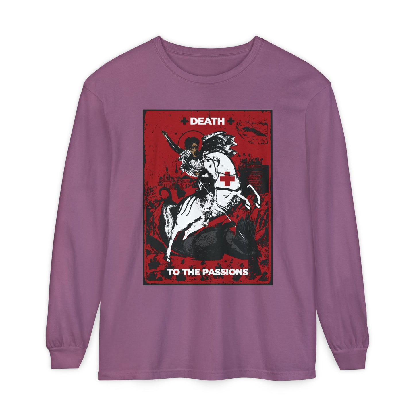 St George Slaying the Dragon | Death to the Passions | Unseen Warfare | Ascetic Orthodox Christianity | Heavy Cotton Long Sleeve T-Shirt