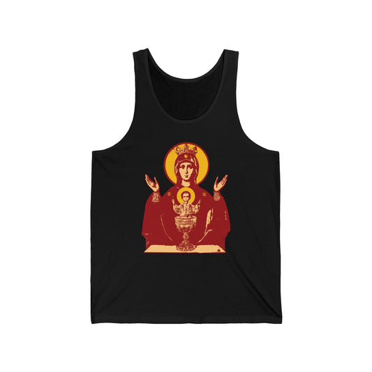 Holy Theotokos IconoGraphic of the Inexhaustible Chalice | Deliverer from Addictions | Conquer Passions | Orthodox Christian Tank Top