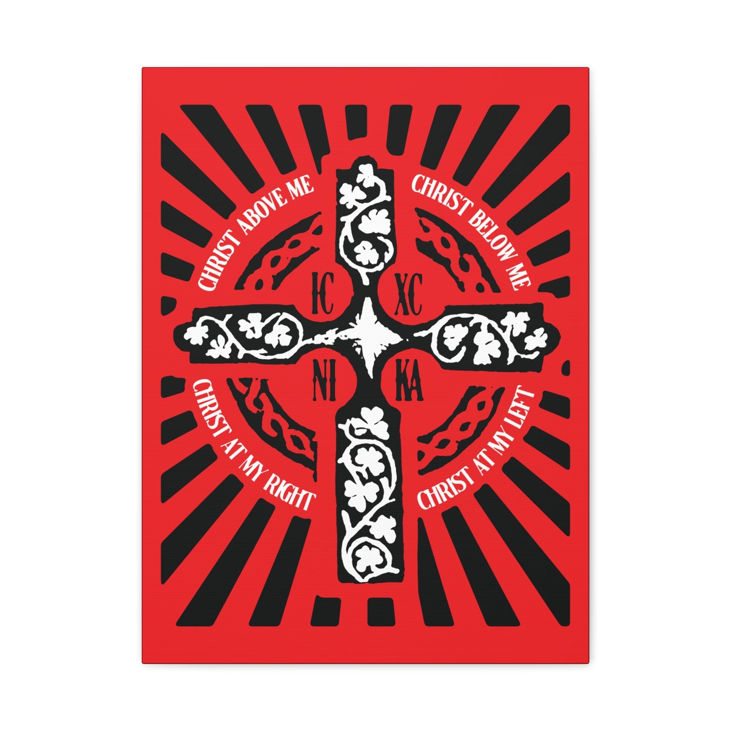Red ICXC NIKA Enniskillen Celtic Cross | Lorica of St. Patrick | Shield Prayer | Orthodox Christian Canvas Art