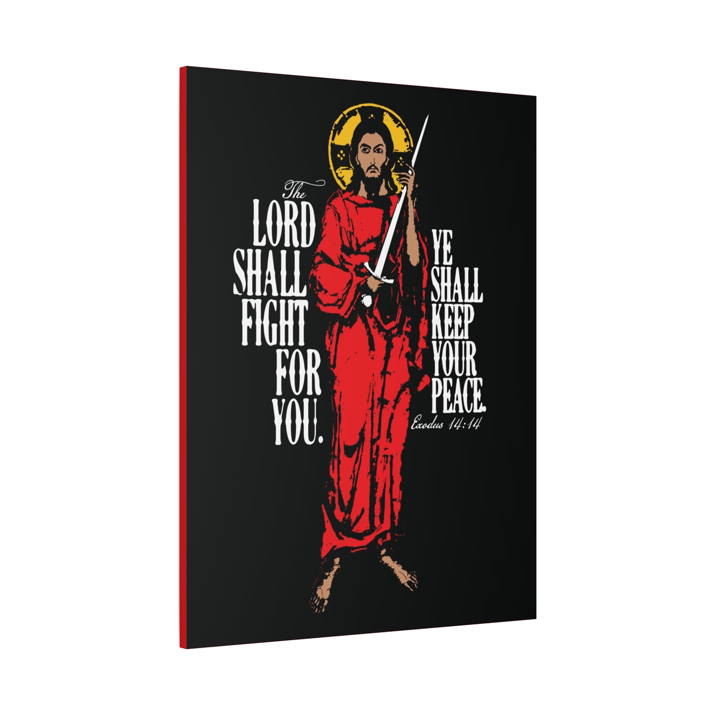 The Lord Shall Fight For You (Exodus 14:14) | Jesus Christ with Sword IconoGraphic | Orthodox Christian Canvas Art