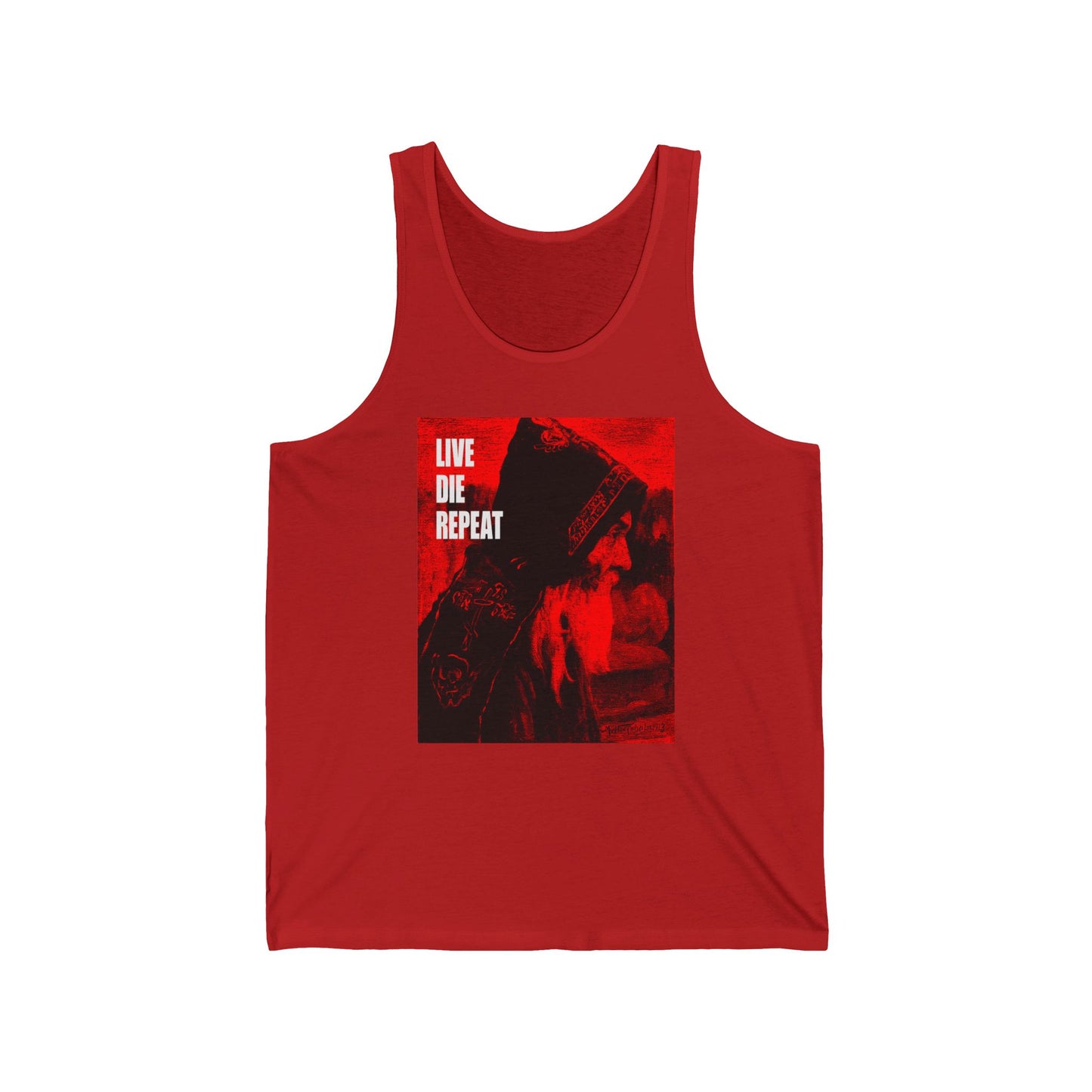 Live Die Repeat (Featuring "Monk" Artwork by Mikhail Nesterov) No. 1 | Orthodox Christian Jersey Tank Top / Sleeveless Shirt