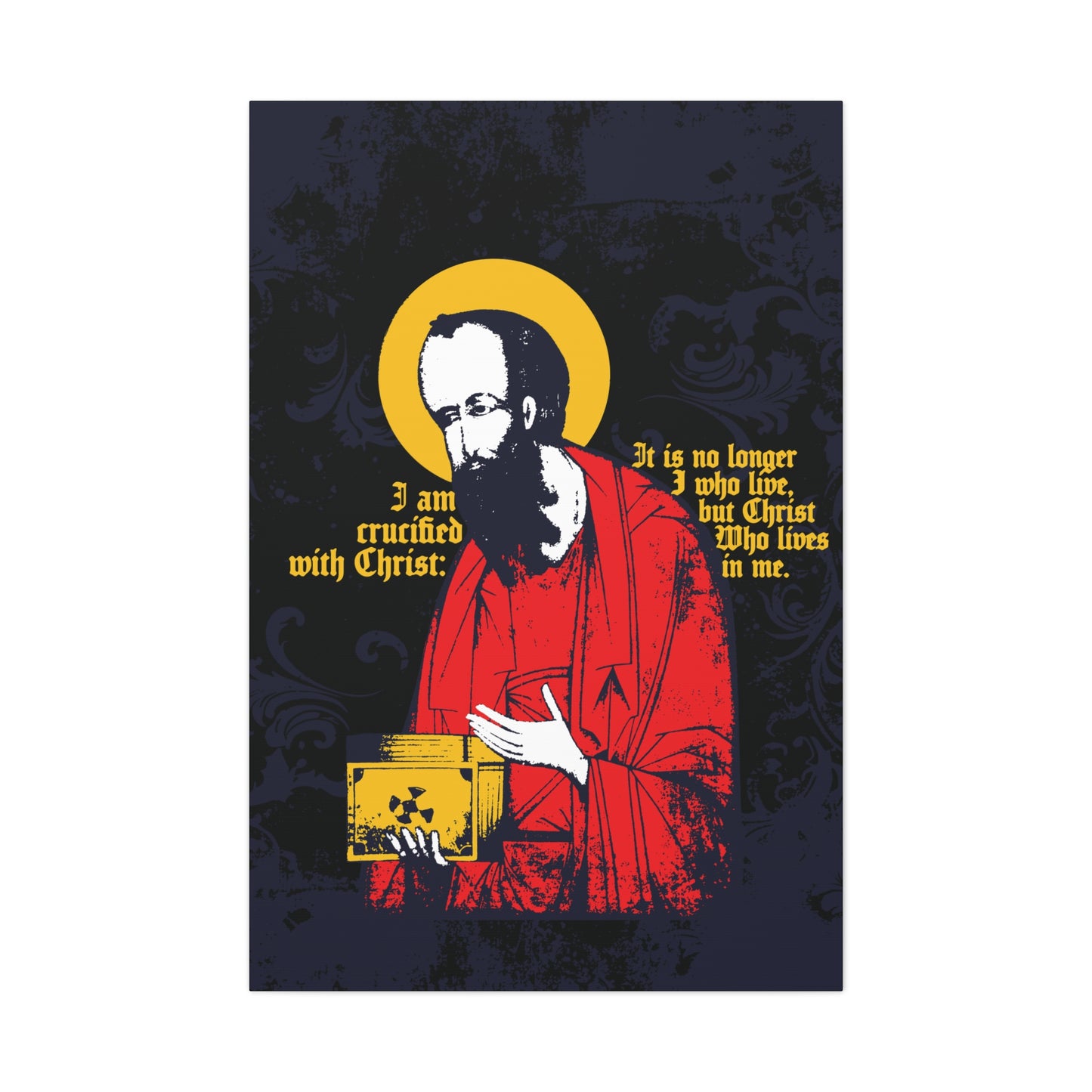 St Paul Holding Gospel Iconographic | I am crucified with Christ (Galatians 2:20) | Orthodox Christian Canvas Art