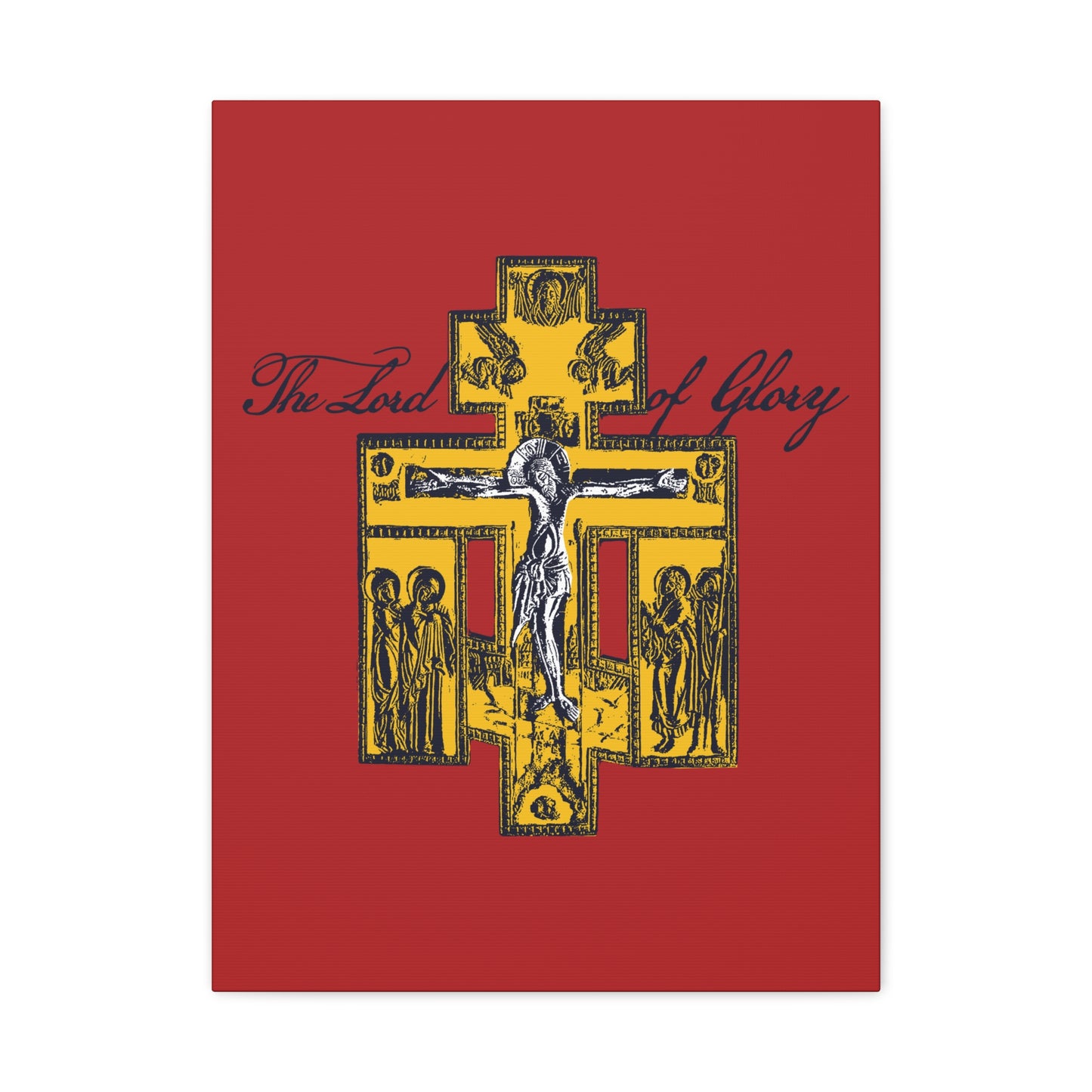 The Lord of Glory | Russian Golgotha Crucifix IconoGraphic (Red BG) | 1 Corinthians 2:8 | Orthodox Christian Canvas Art