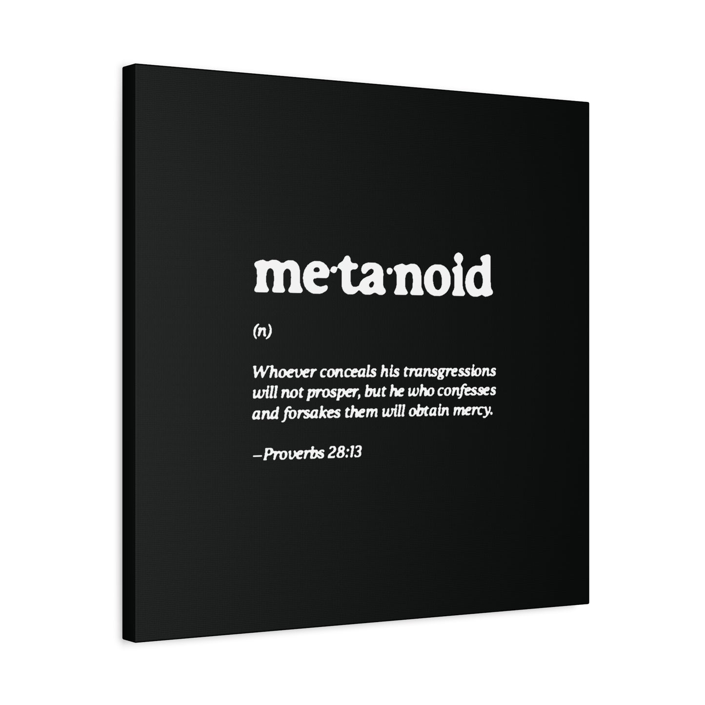 Metanoia Metanoid Definition | Proverbs 28:13 | Confession & Repentance | Minimalist Design | Orthodox Christian Canvas Art