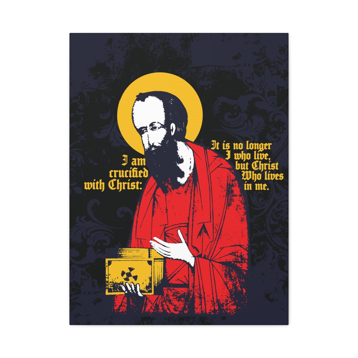 St Paul Holding Gospel Iconographic | I am crucified with Christ (Galatians 2:20) | Orthodox Christian Canvas Art