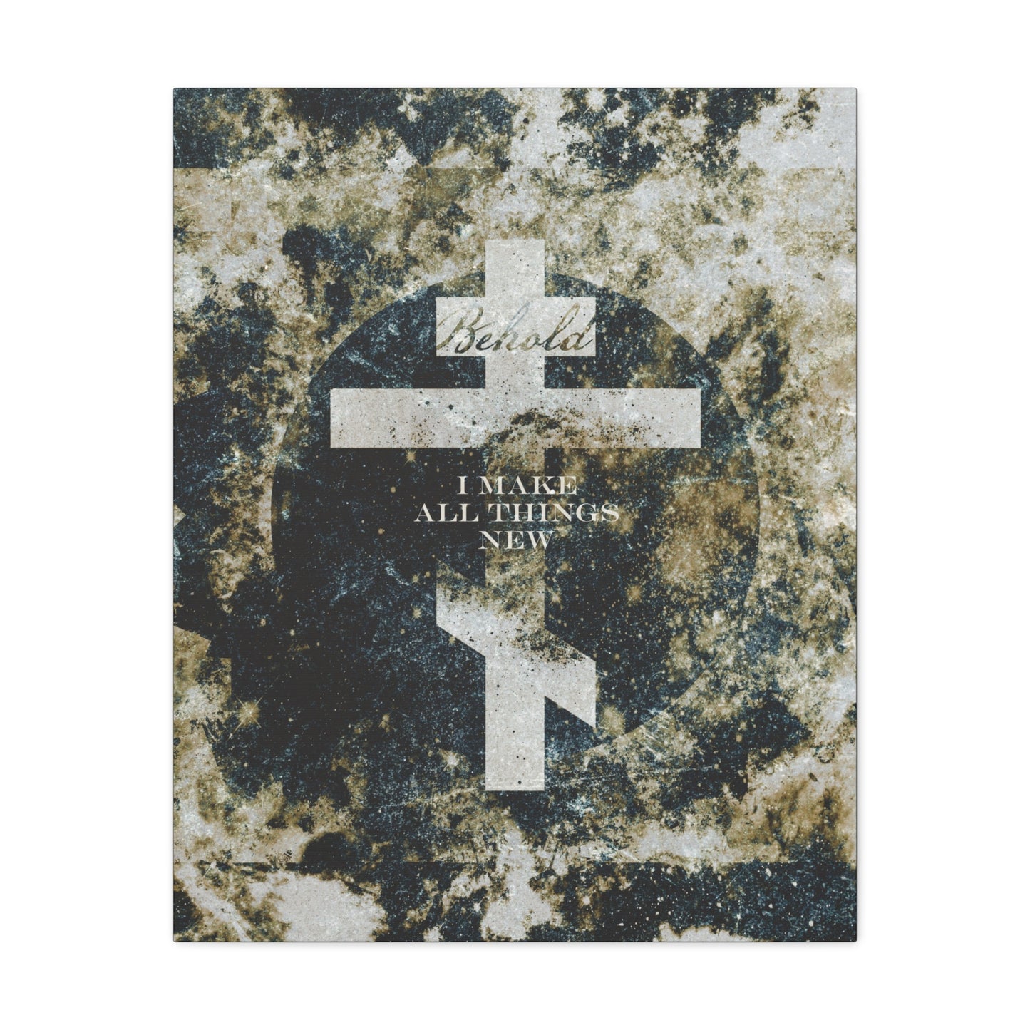 Behold, I Make All Things New | Revelation 21:5 | Cosmic Textured Orthodox Cross | Parousia | Orthodox Christian Canvas Art