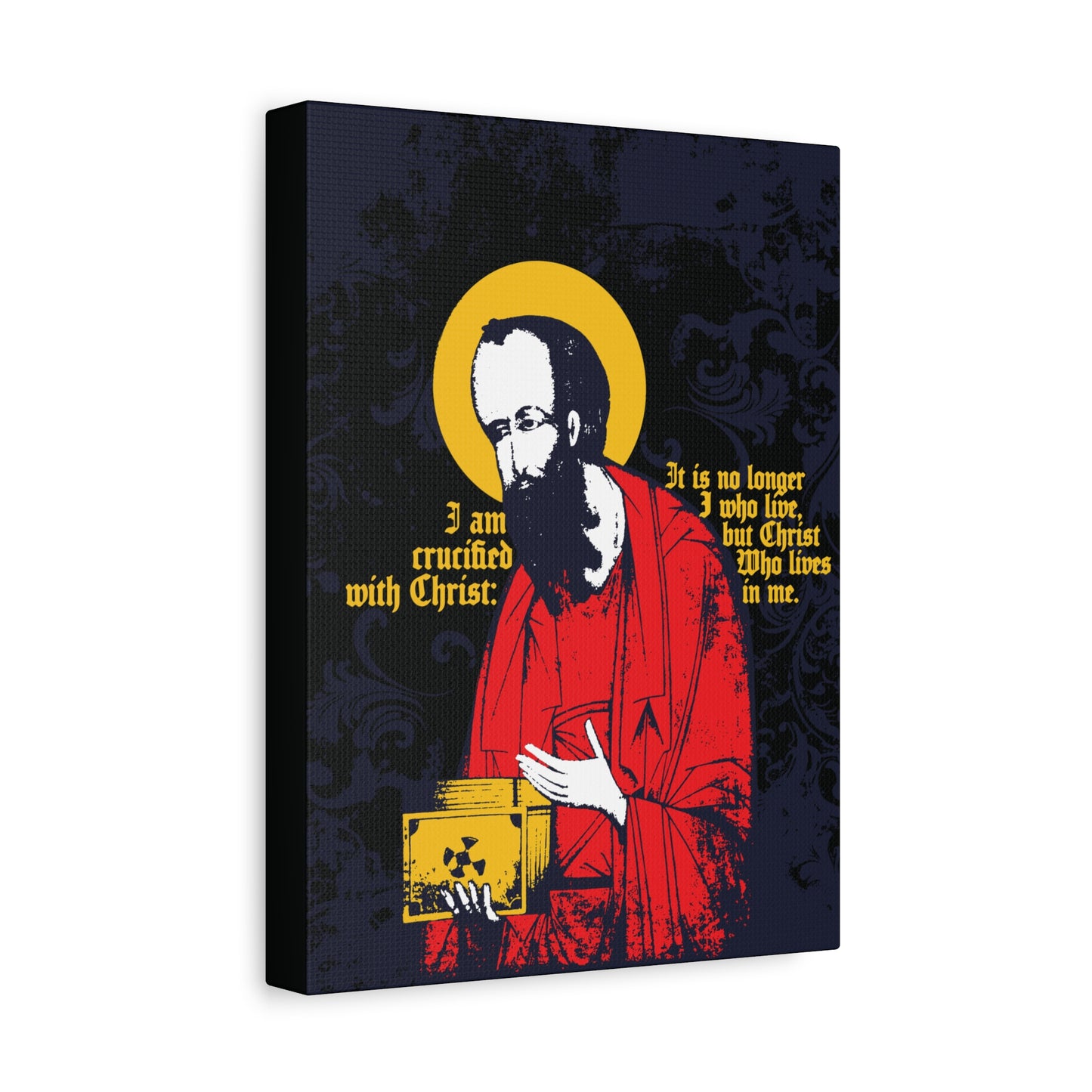 St Paul Holding Gospel Iconographic | I am crucified with Christ (Galatians 2:20) | Orthodox Christian Canvas Art