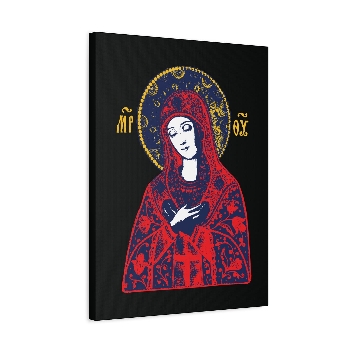 Joy of All Joys Tenderness Theotokos Iconographic Based on Traditional Orthodox Iconography | Red Design | Orthodox Christian Canvas Art