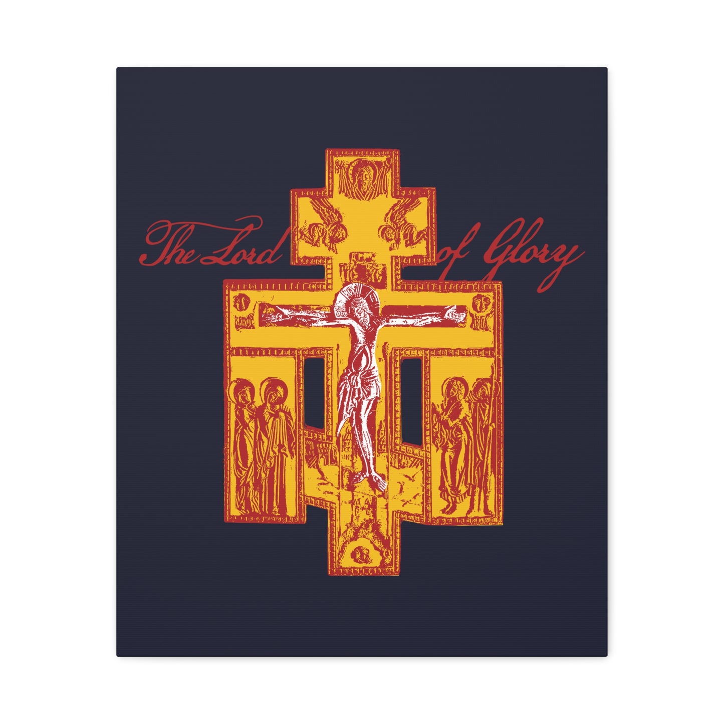 The Lord of Glory | Russian Golgotha Crucifix IconoGraphic (Blue BG) | 1 Corinthians 2:8 | Orthodox Christian Canvas Art