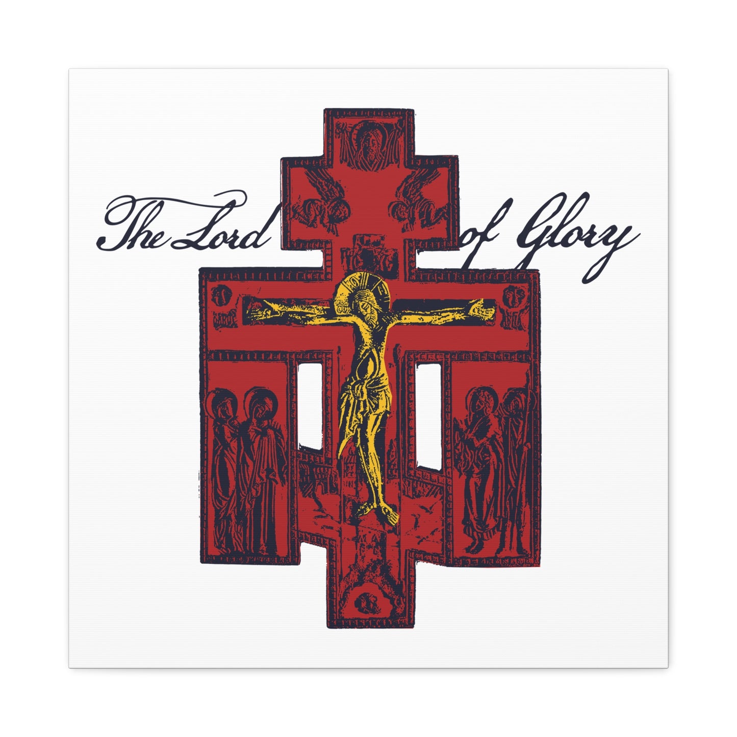 The Lord of Glory | Russian Golgotha Crucifix IconoGraphic (White BG) | 1 Corinthians 2:8 | Orthodox Christian Canvas Art