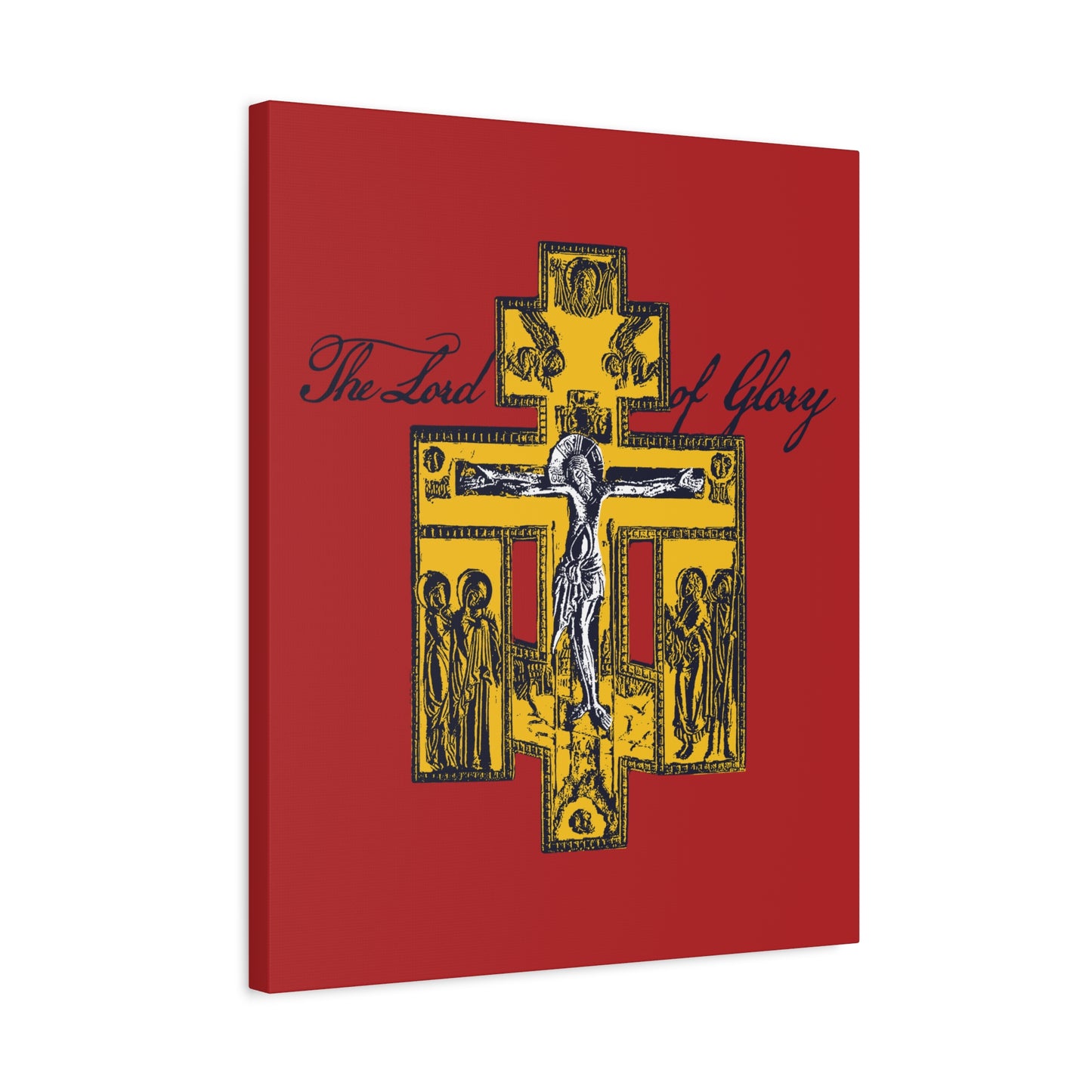 The Lord of Glory | Russian Golgotha Crucifix IconoGraphic (Red BG) | 1 Corinthians 2:8 | Orthodox Christian Canvas Art