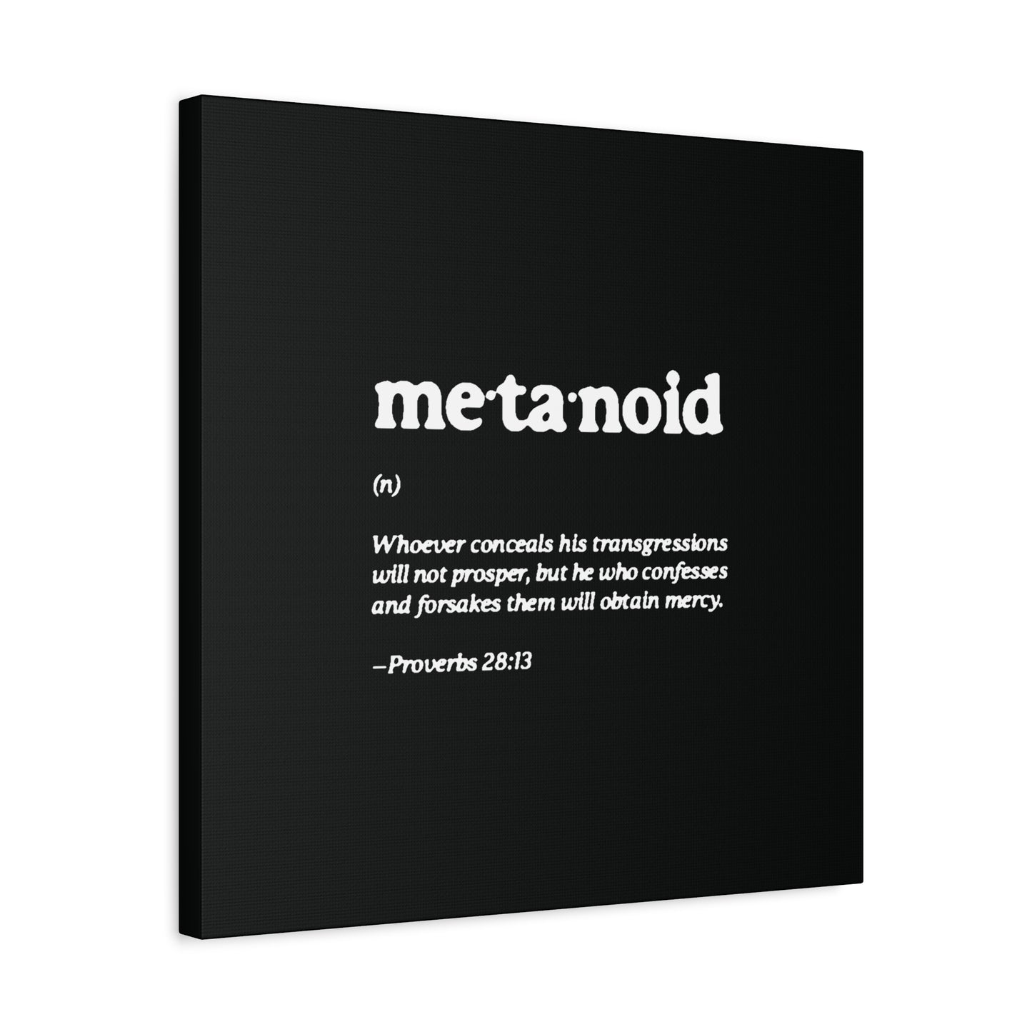 Metanoia Metanoid Definition | Proverbs 28:13 | Confession & Repentance | Minimalist Design | Orthodox Christian Canvas Art