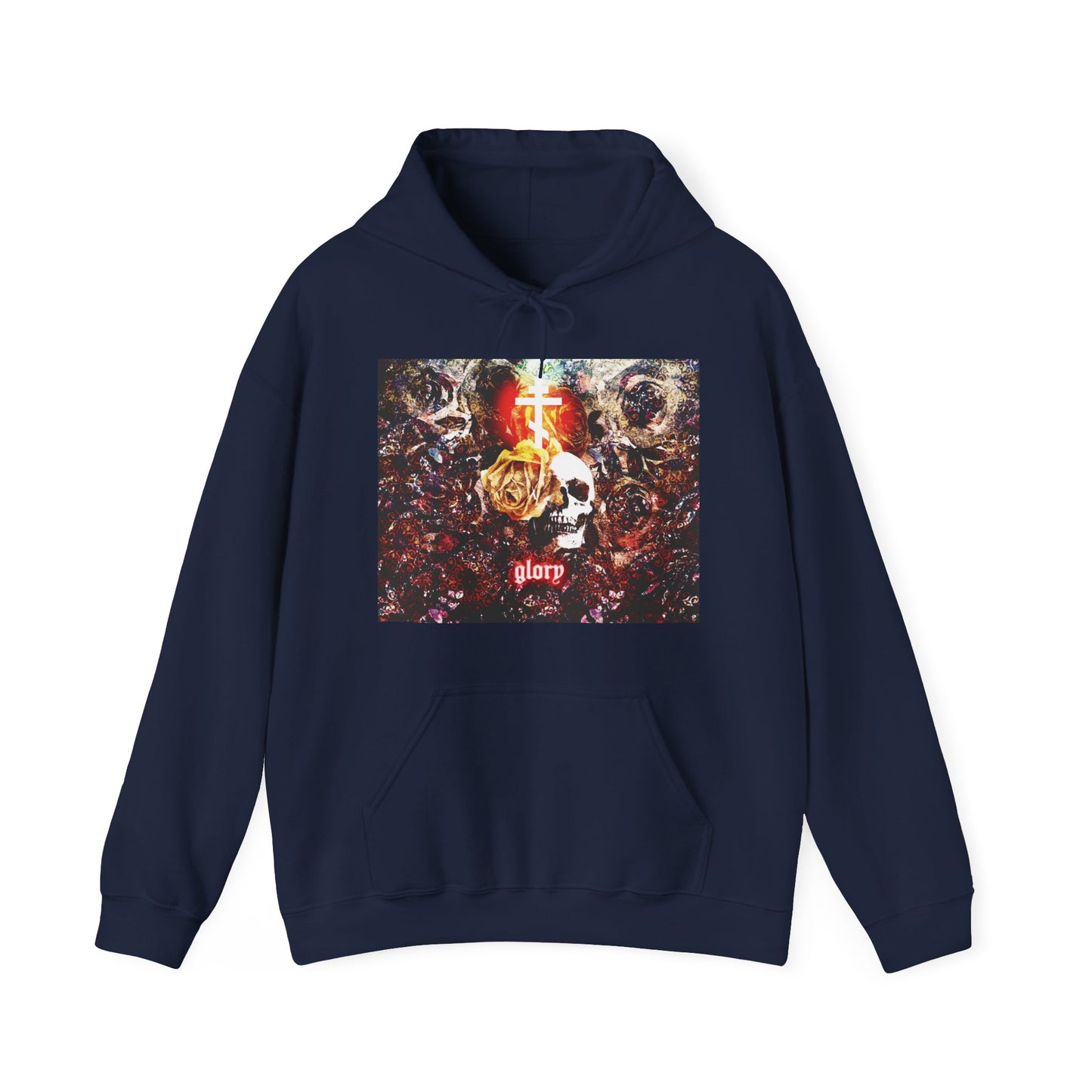 Now the Son of Man is Glorified (John 13:31) | Skull and Floral Glowing Cross Design | Orthodox Christian Hoodie