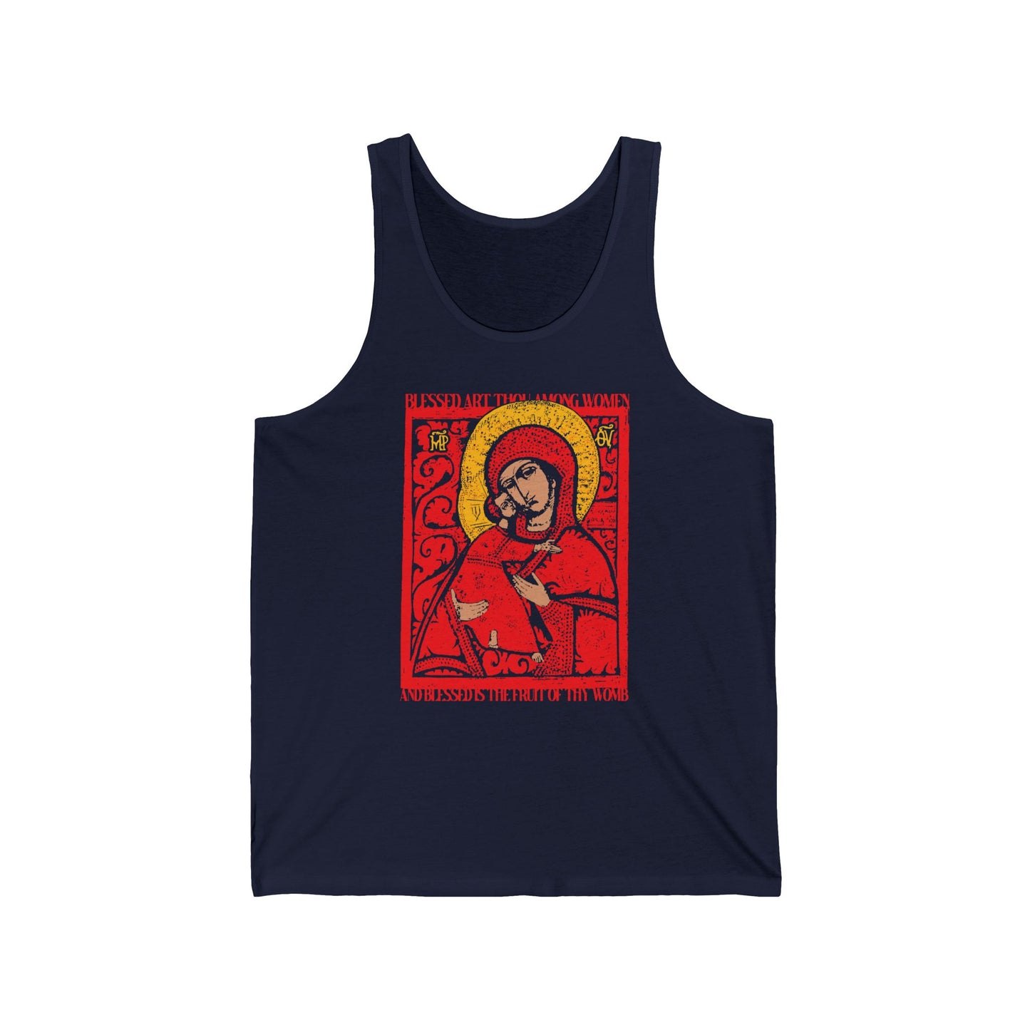 Vladimir Theotokos Icon (Blessed Art Thou Among Women) No. 1 | Orthodox Christian Jersey Tank Top / Sleeveless Shirt