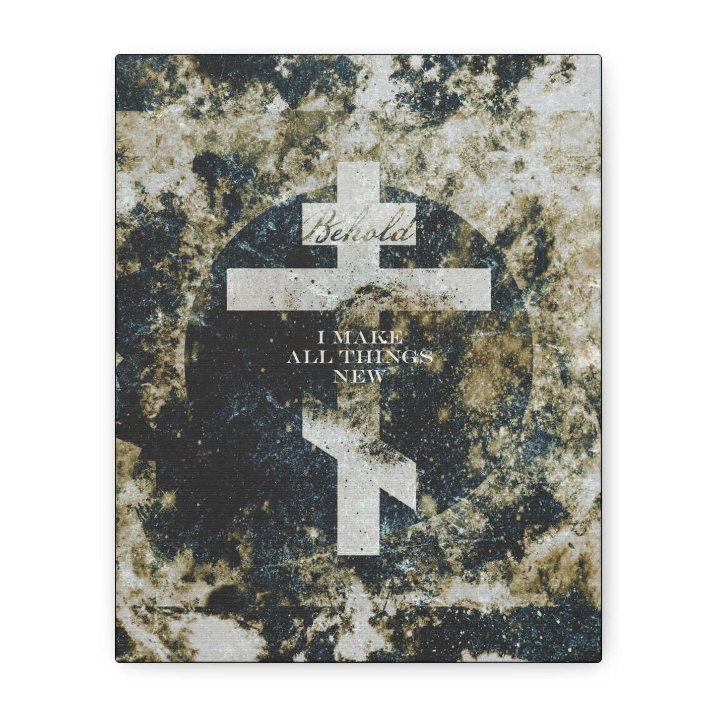 Behold, I Make All Things New | Revelation 21:5 | Cosmic Textured Orthodox Cross | Parousia | Orthodox Christian Canvas Art