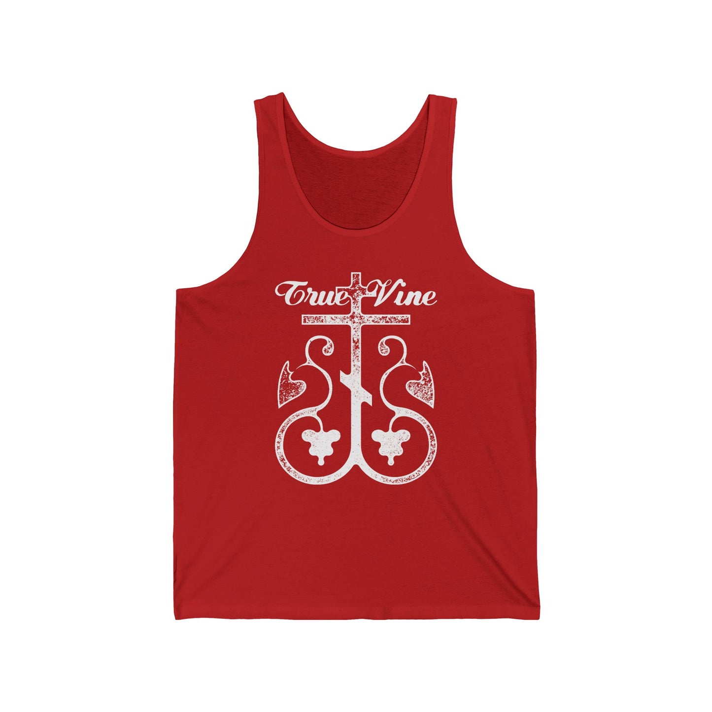 I Am the True Vine (John 15, Ezekiel 15) | Orthodox Cross with Grape Vine | Photocopy Effect | Orthodox Christian Tank Top