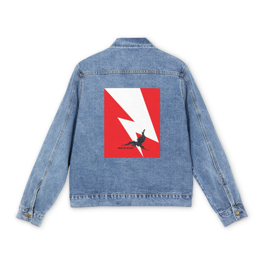 Shall Not Prevail | Satan Fell from Heaven Like Lightning (Luke 10:18) | Minimalist Design | Orthodox Christian Blue Denim Jacket