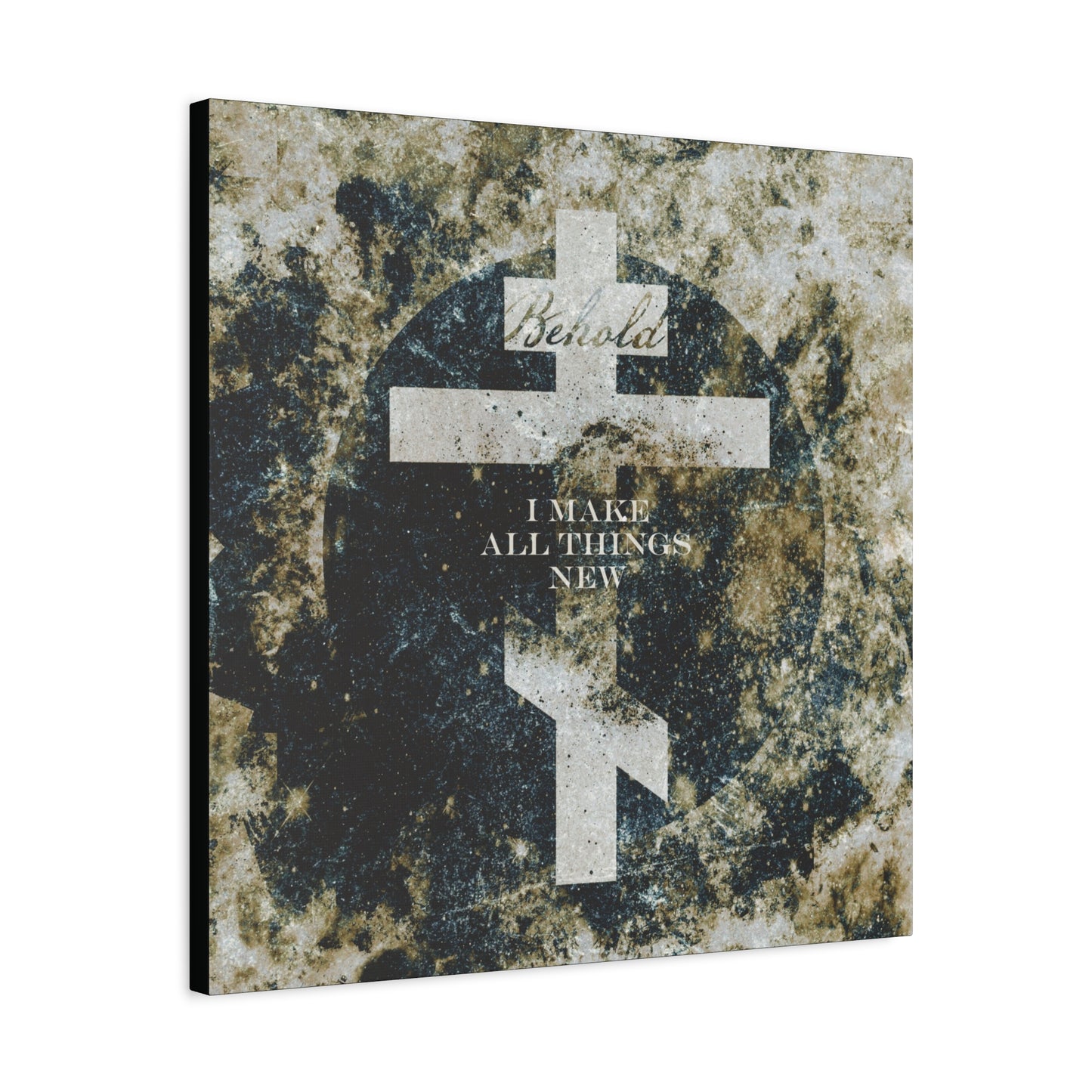 Behold, I Make All Things New | Revelation 21:5 | Cosmic Textured Orthodox Cross | Parousia | Orthodox Christian Canvas Art
