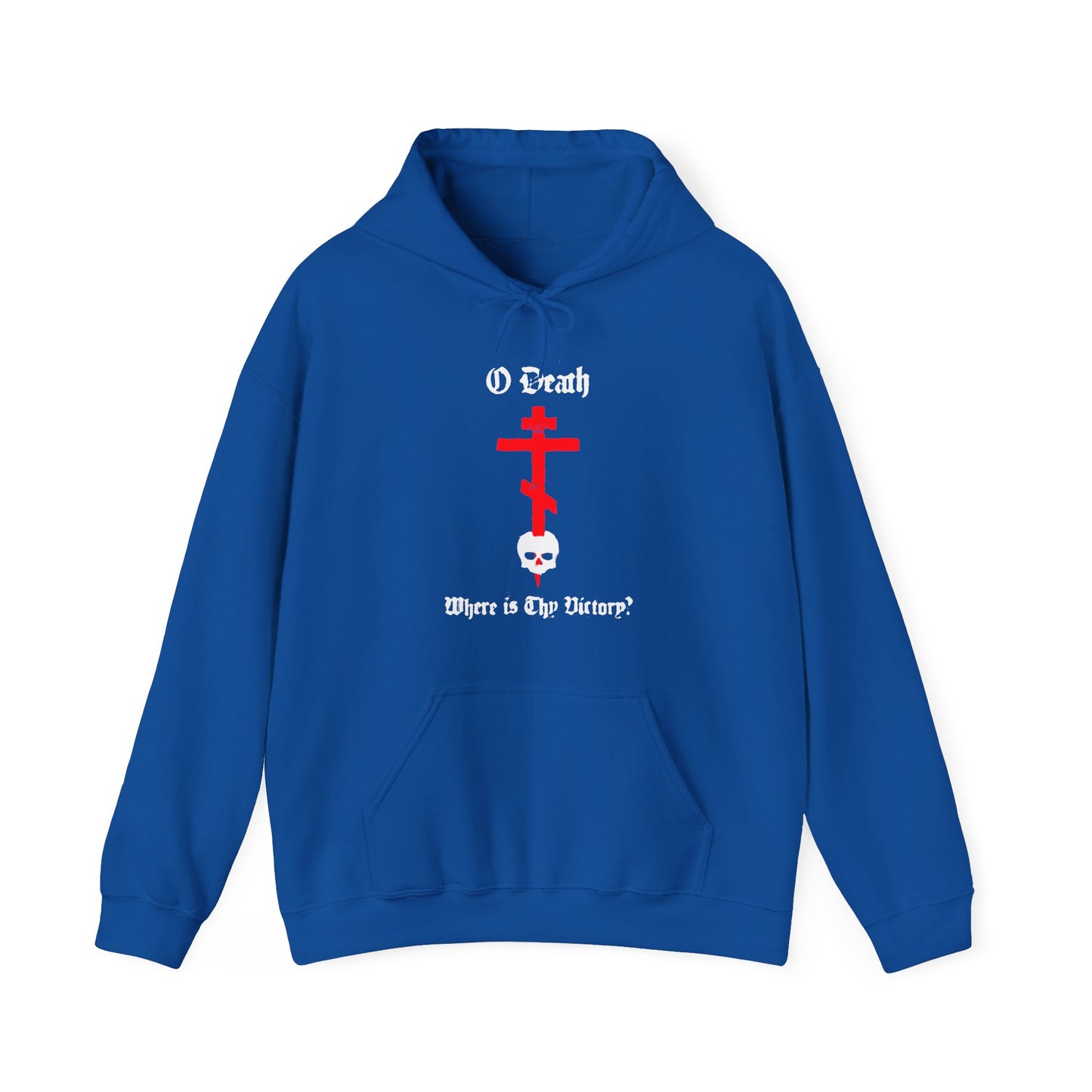 O Death Where is Thy Victory? 1 Cor 15:55 | Cross Stabbing Skull | Spraypaint Aesthetic | Orthodox Christian Hoodie