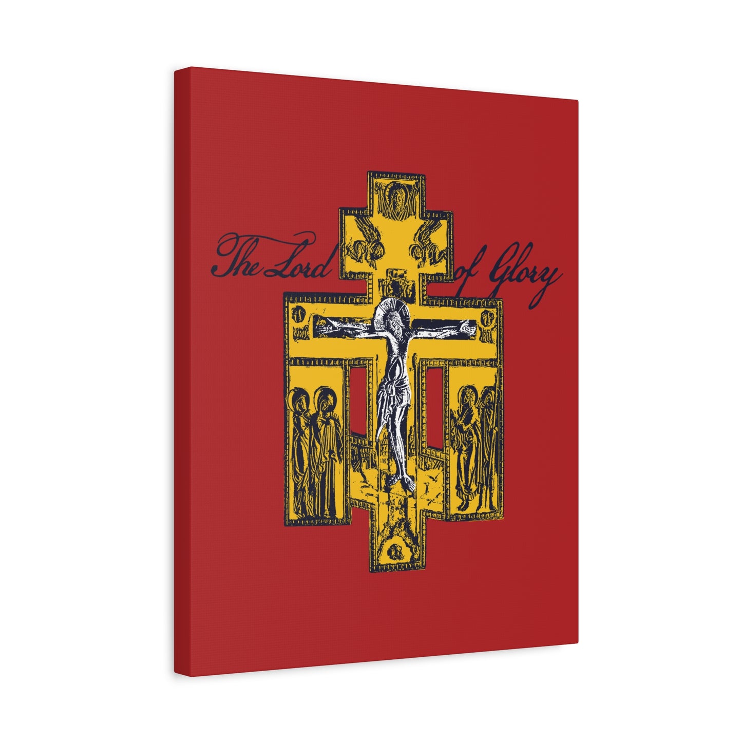 The Lord of Glory | Russian Golgotha Crucifix IconoGraphic (Red BG) | 1 Corinthians 2:8 | Orthodox Christian Canvas Art