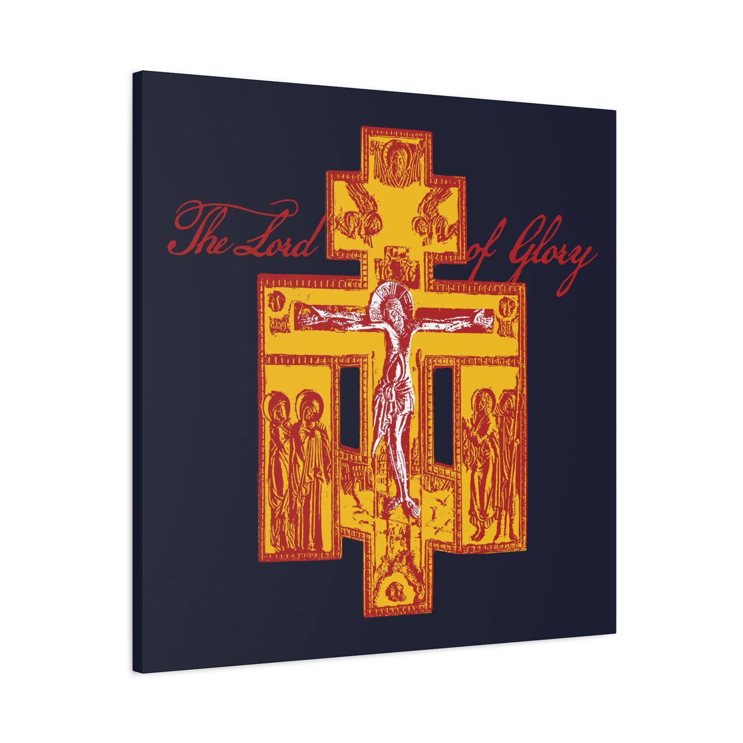 The Lord of Glory | Russian Golgotha Crucifix IconoGraphic (Blue BG) | 1 Corinthians 2:8 | Orthodox Christian Canvas Art