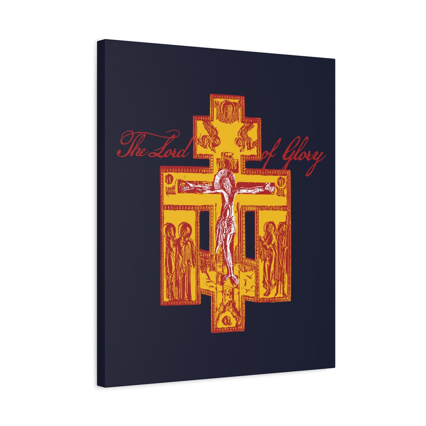 The Lord of Glory | Russian Golgotha Crucifix IconoGraphic (Blue BG) | 1 Corinthians 2:8 | Orthodox Christian Canvas Art