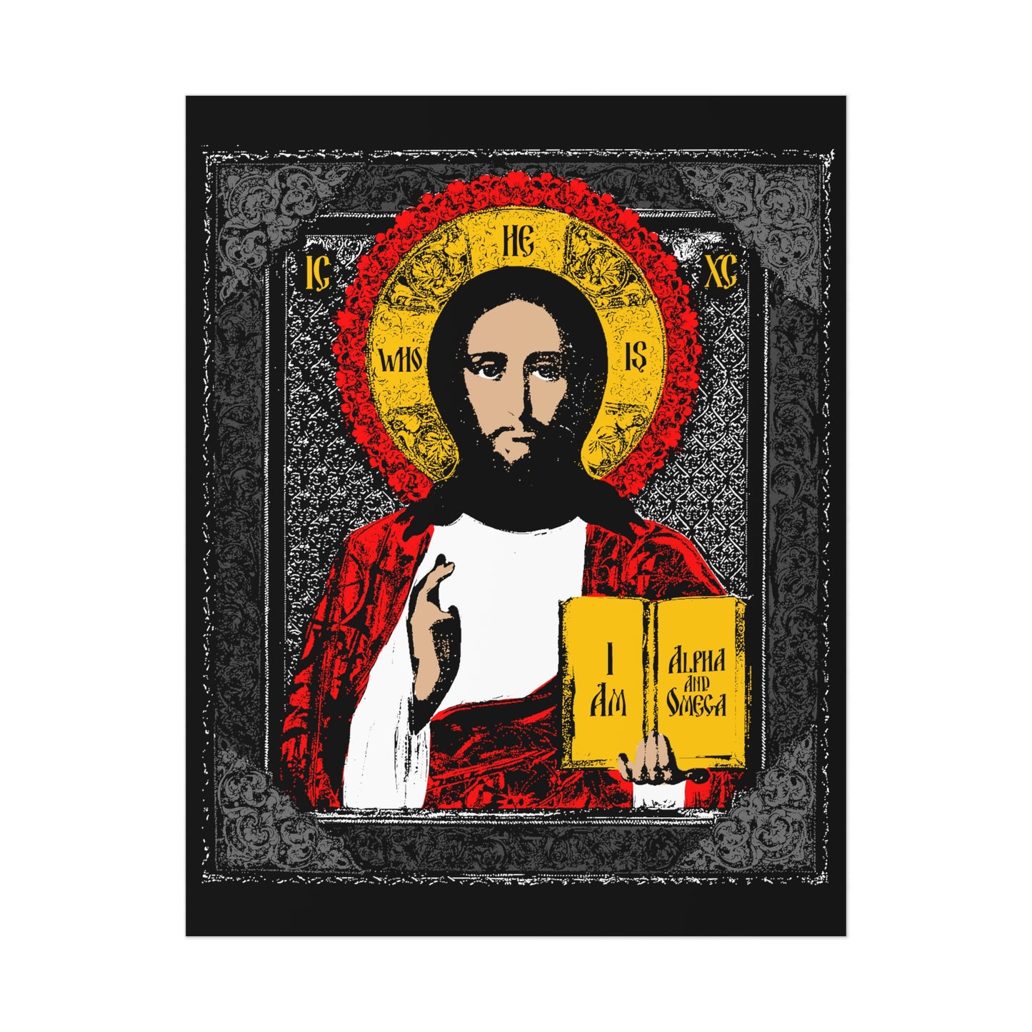 Christ Pantocrator IconoGraphic No. 1 (Alpha and Omega) | Orthodox Christian Art Poster