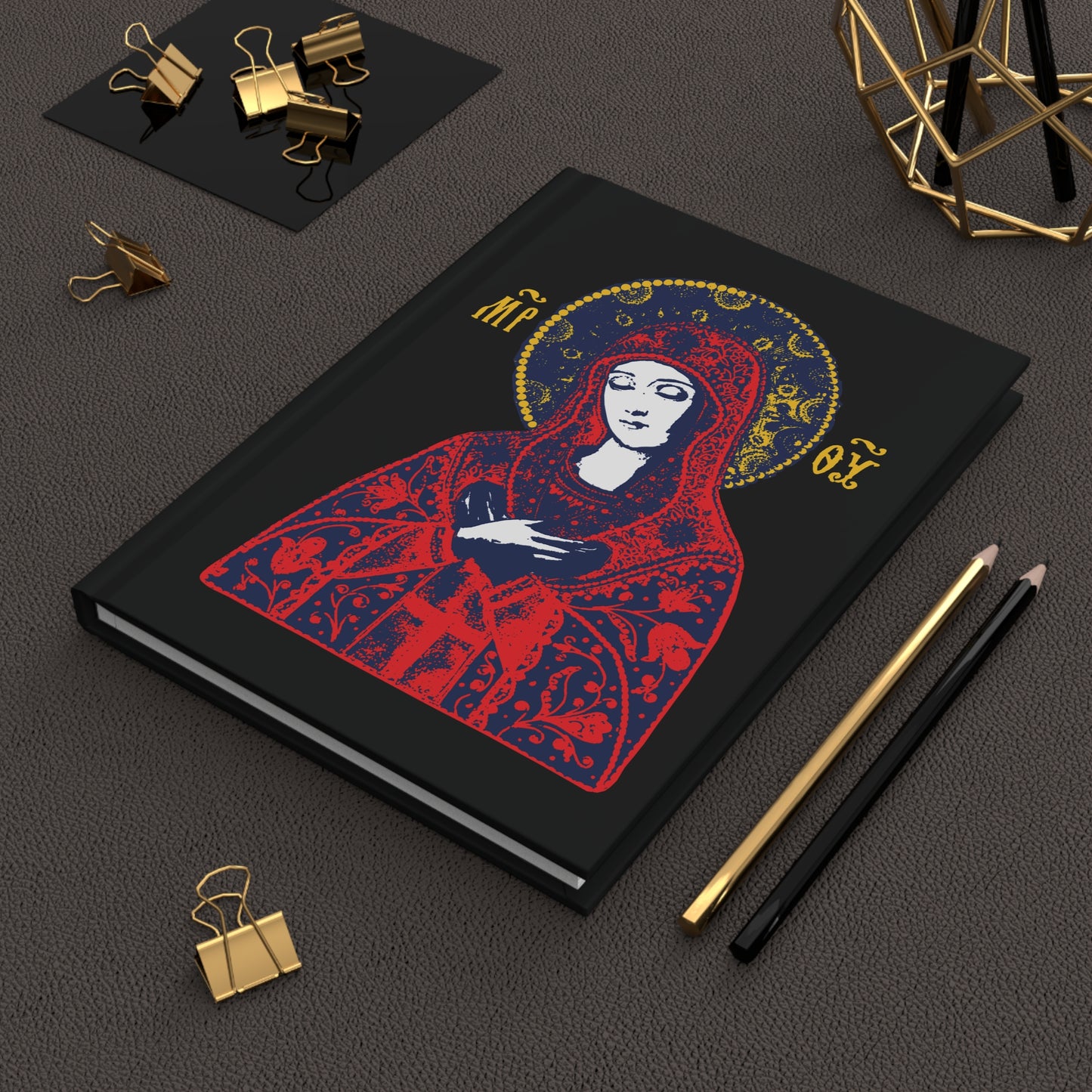 Joy of All Joys Tenderness Theotokos Iconographic Based on Traditional Orthodox Iconography | Red Design | Orthodox Christian Hardcover Journal