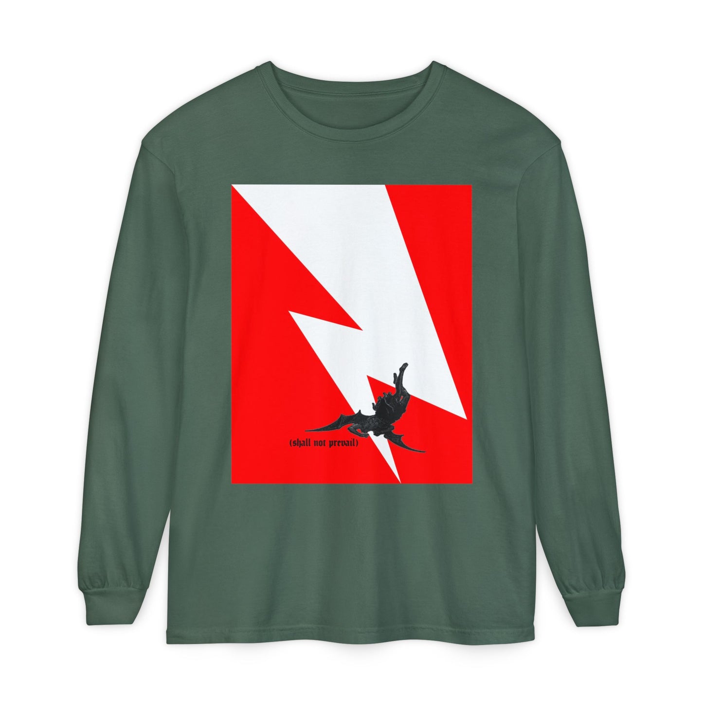 Shall Not Prevail | Satan Fell from Heaven Like Lightning (Luke 10:18) | Minimalist Design | Orthodox Christian Long Sleeve Shirt