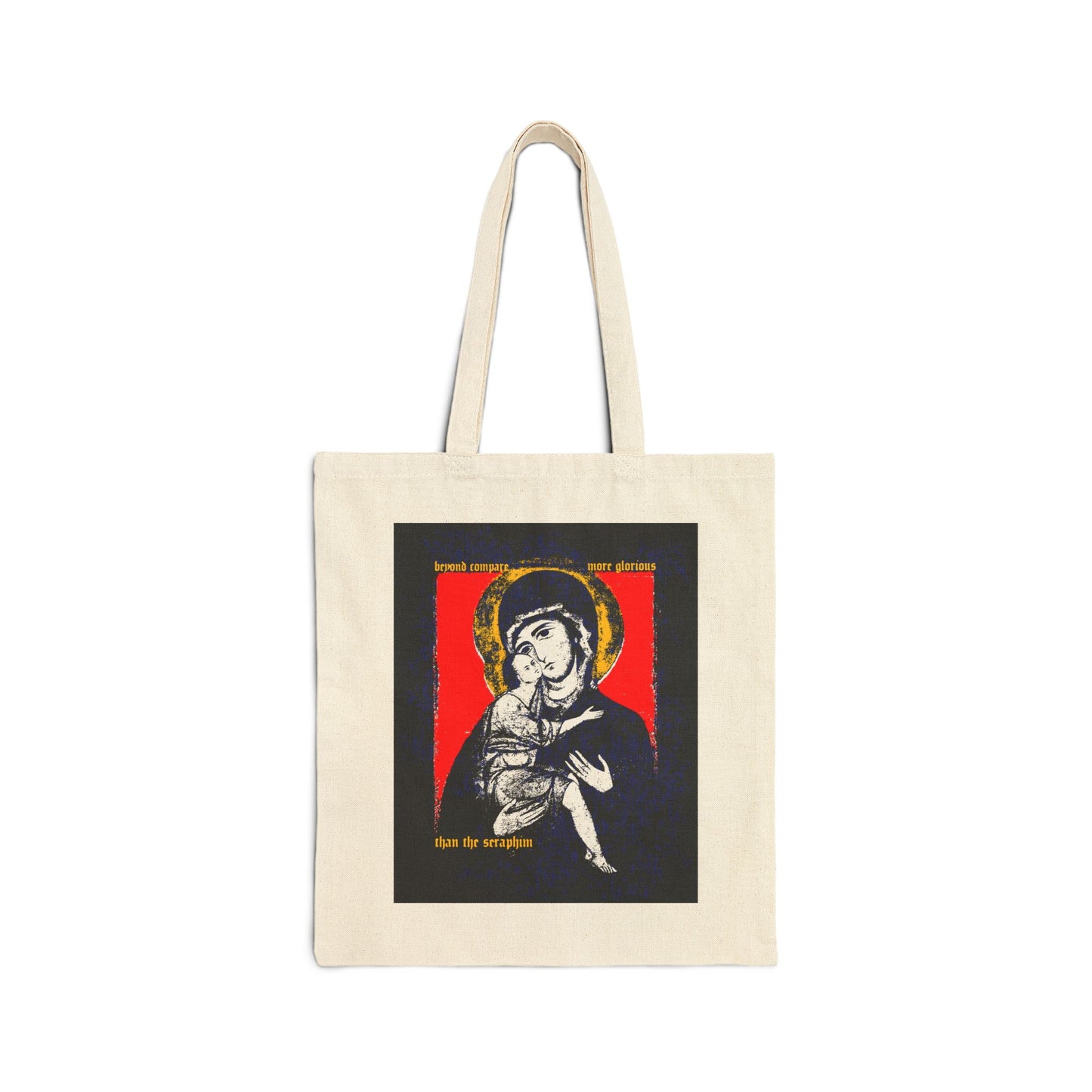 Beyond Compare More Glorious Than the Seraphim | Vladimir Theotokos Iconographic | Orthodox Christian Tote Bag