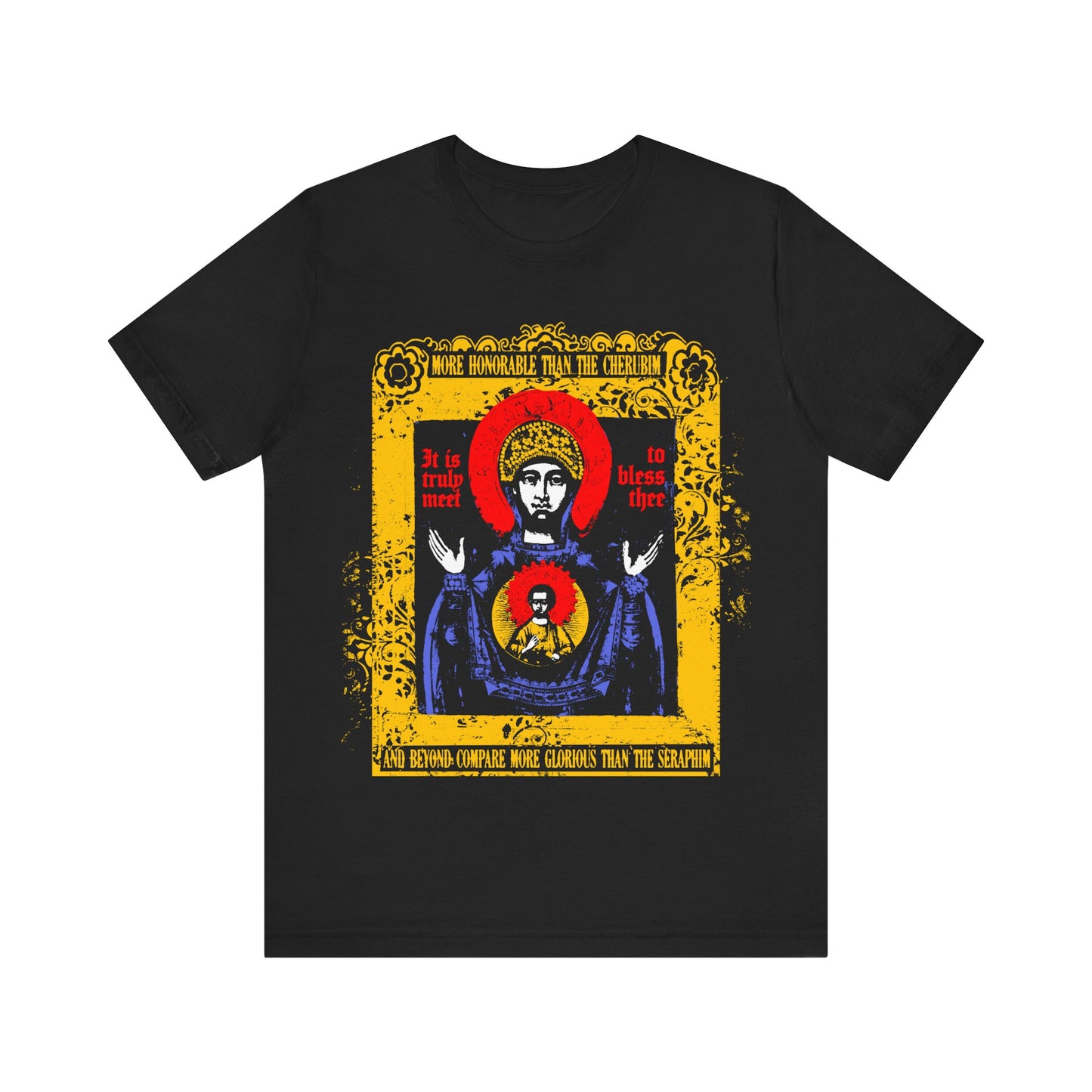 It is Truly Meet To Bless Thee Iconographic | Axion Estin Hymn to the Mother of God Theotokos | Orthodox Christian T-Shirt