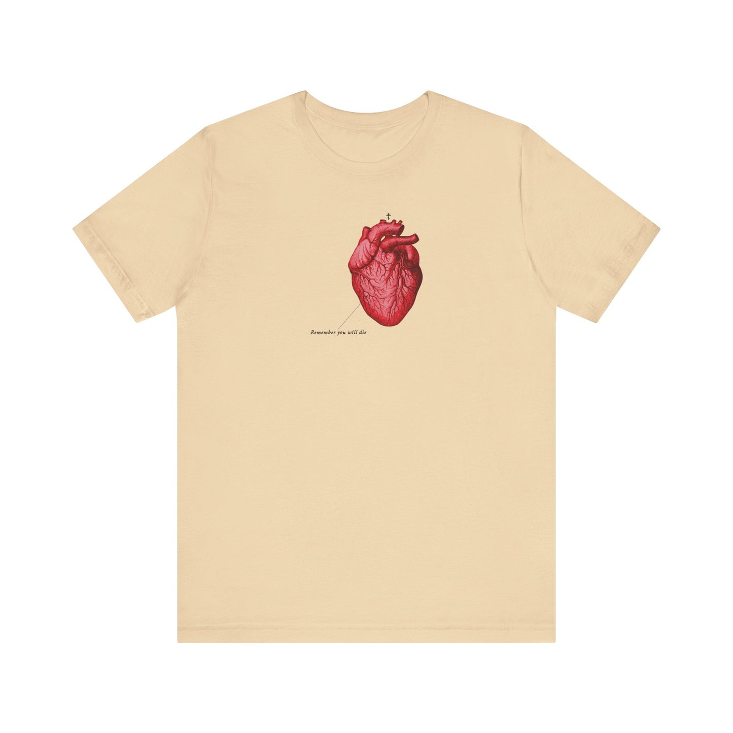 Remember You Will Die Retro Medical Textbook Heart Design | Orthodox Christian T-Shirt-Soft Cream-S-Remembrance of Death
