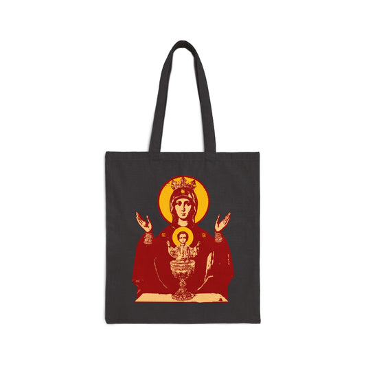 Holy Theotokos IconoGraphic of the Inexhaustible Chalice | Deliverer from Addictions | Conquer Passions | Orthodox Christian Tote Bag