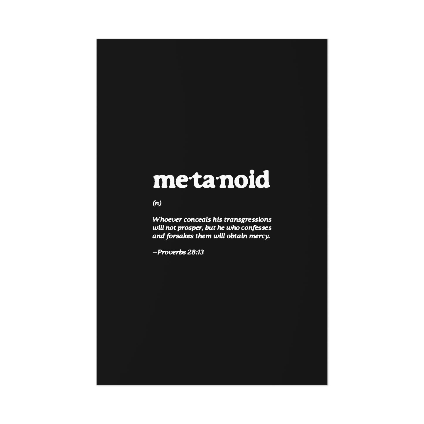 Metanoia Metanoid Definition | Proverbs 28:13 | Confession & Repentance | Minimalist Design | Orthodox Christian Art Poster