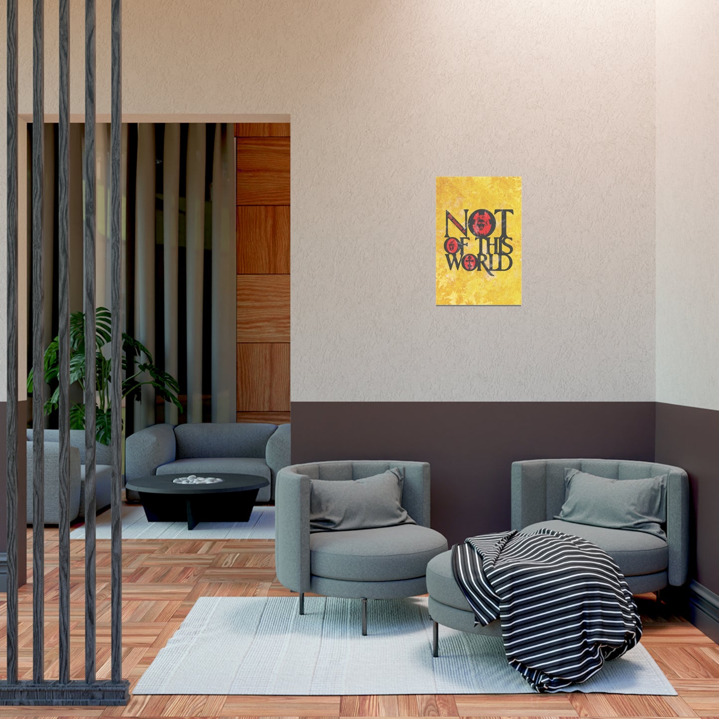 My Kingdom is Not of This World (John 18:36) | Bold Red, Yellow & Black Textured Design with Icon Motifs | Orthodox Christian Art Poster