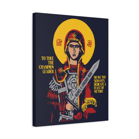 To Thee the Champion Leader | Mother of God | Theotokos with Sword IconoGraphic | Orthodox Christian Canvas Art