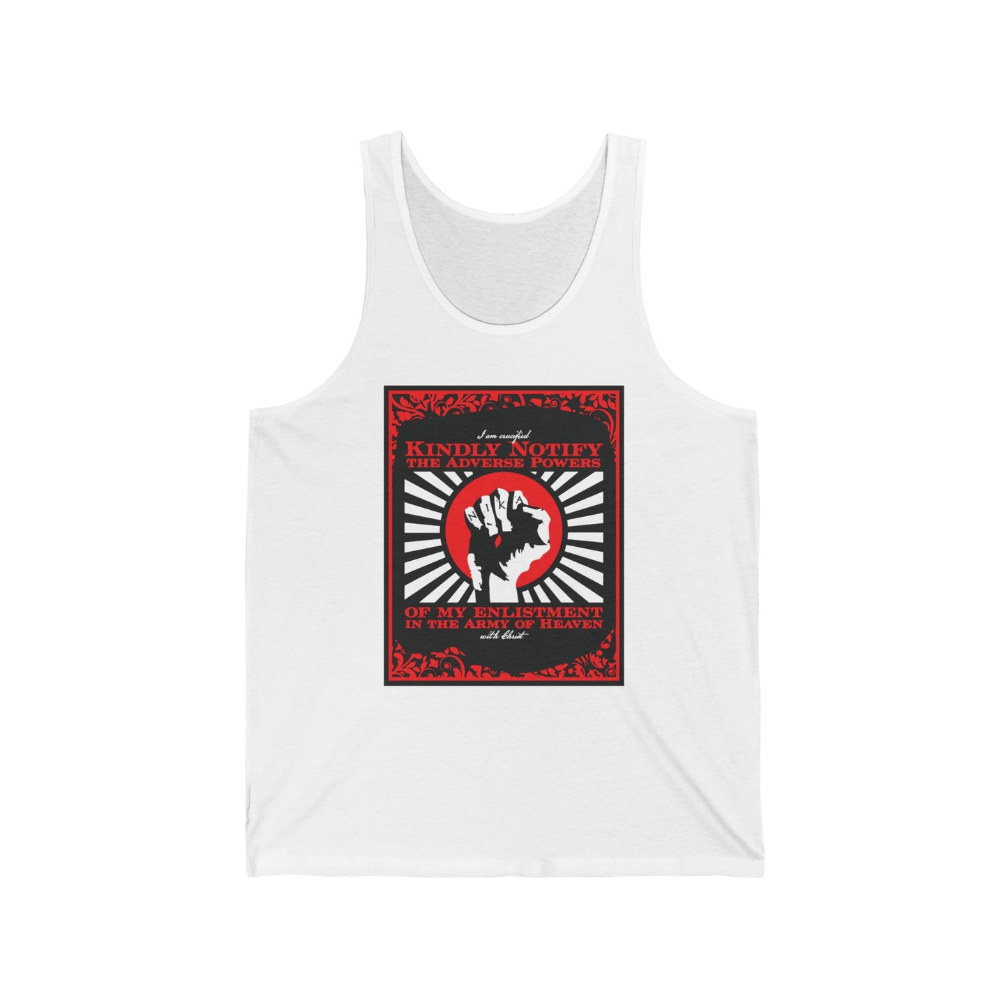 Kindly Notify the Adverse Powers | I am Crucified with Christ (Gal 2:20) | NIKA Fist | Orthodox Christian Tank Top