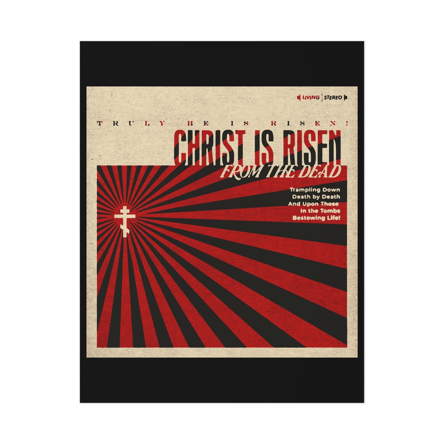 Christ is Risen from the Dead | Paschal Troparion | Retro LP Cover Design | Orthodox Christian Art Poster