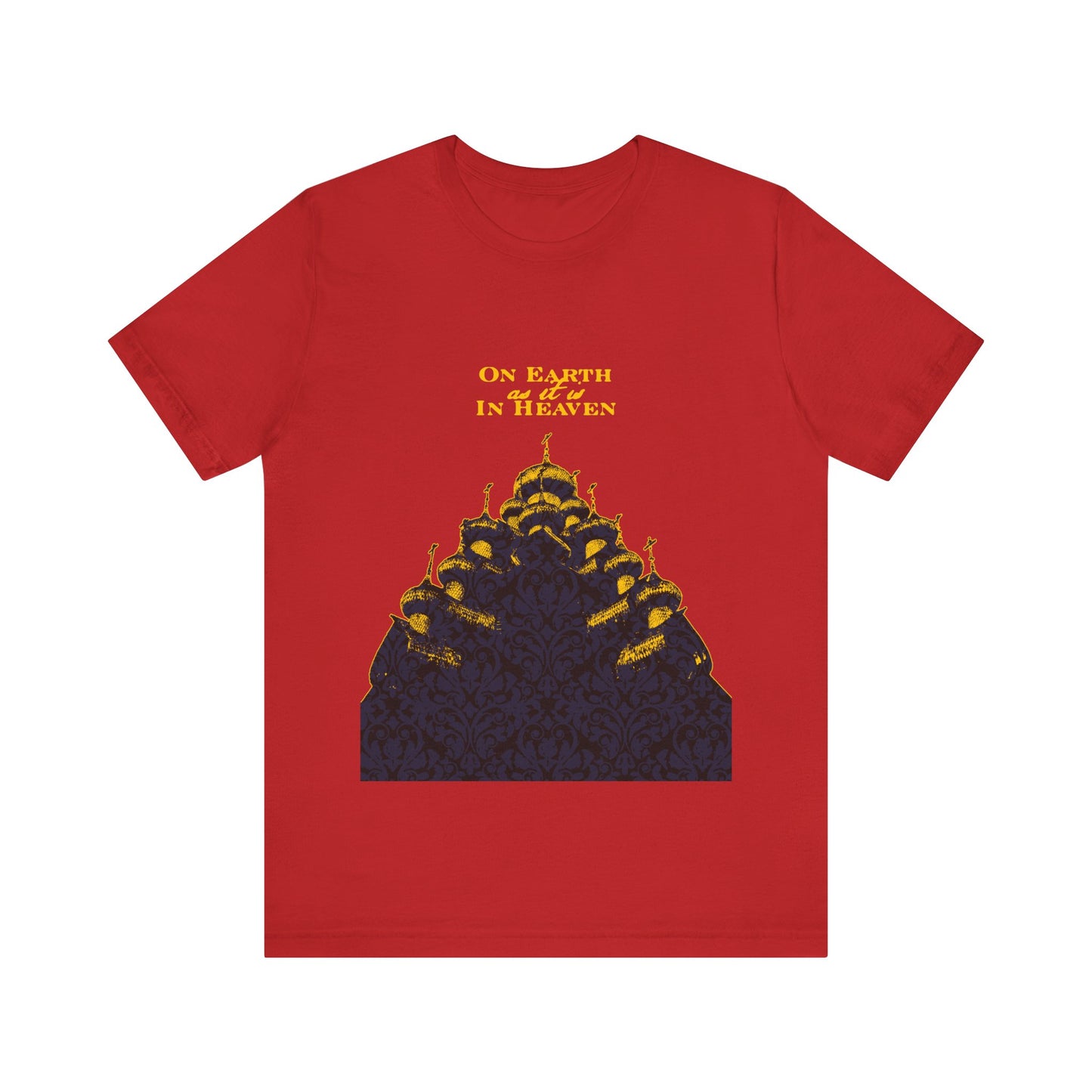 The Church: On Earth As It Is In Heaven | Lord's Prayer | Ancient Russian Wooden Church Design | Orthodox Christian Cotton T-Shirt