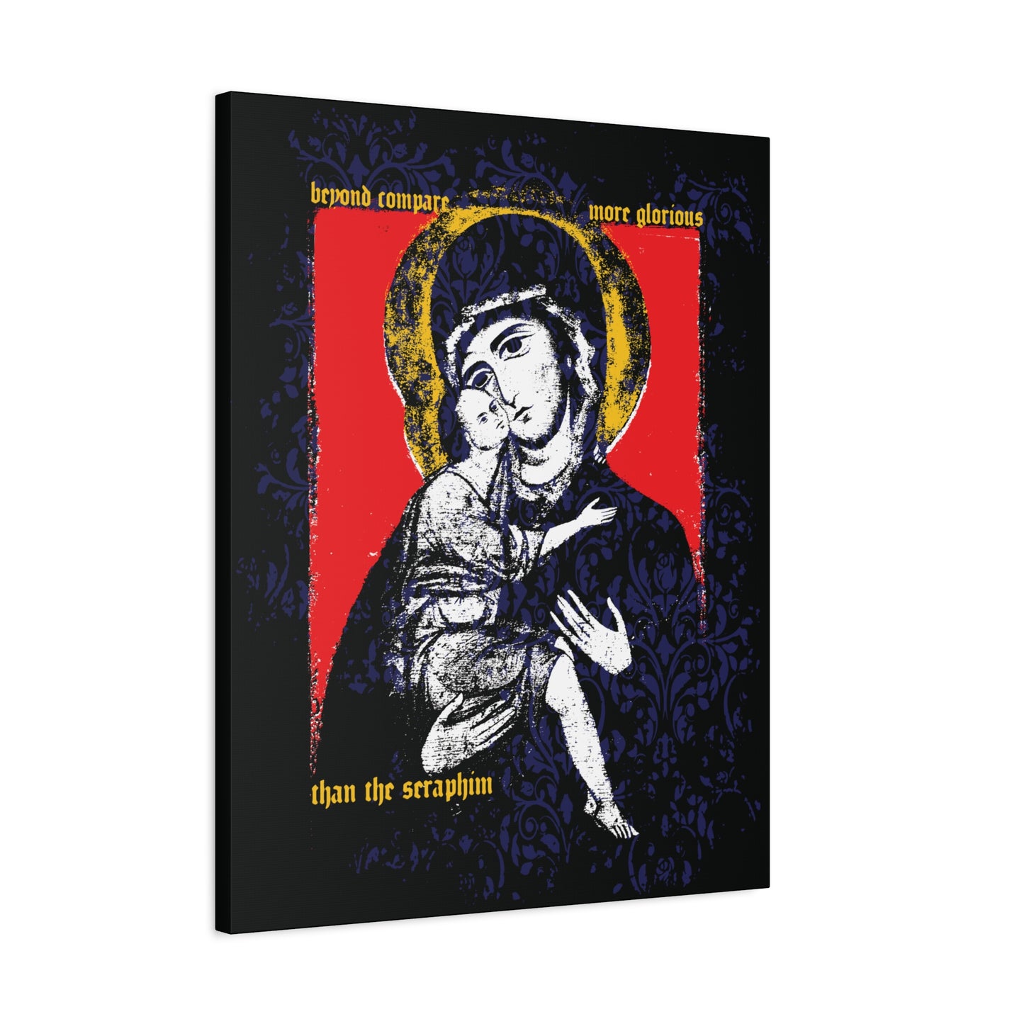 Beyond Compare More Glorious Than the Seraphim | Vladimir Theotokos Iconographic | Orthodox Christian Canvas Art