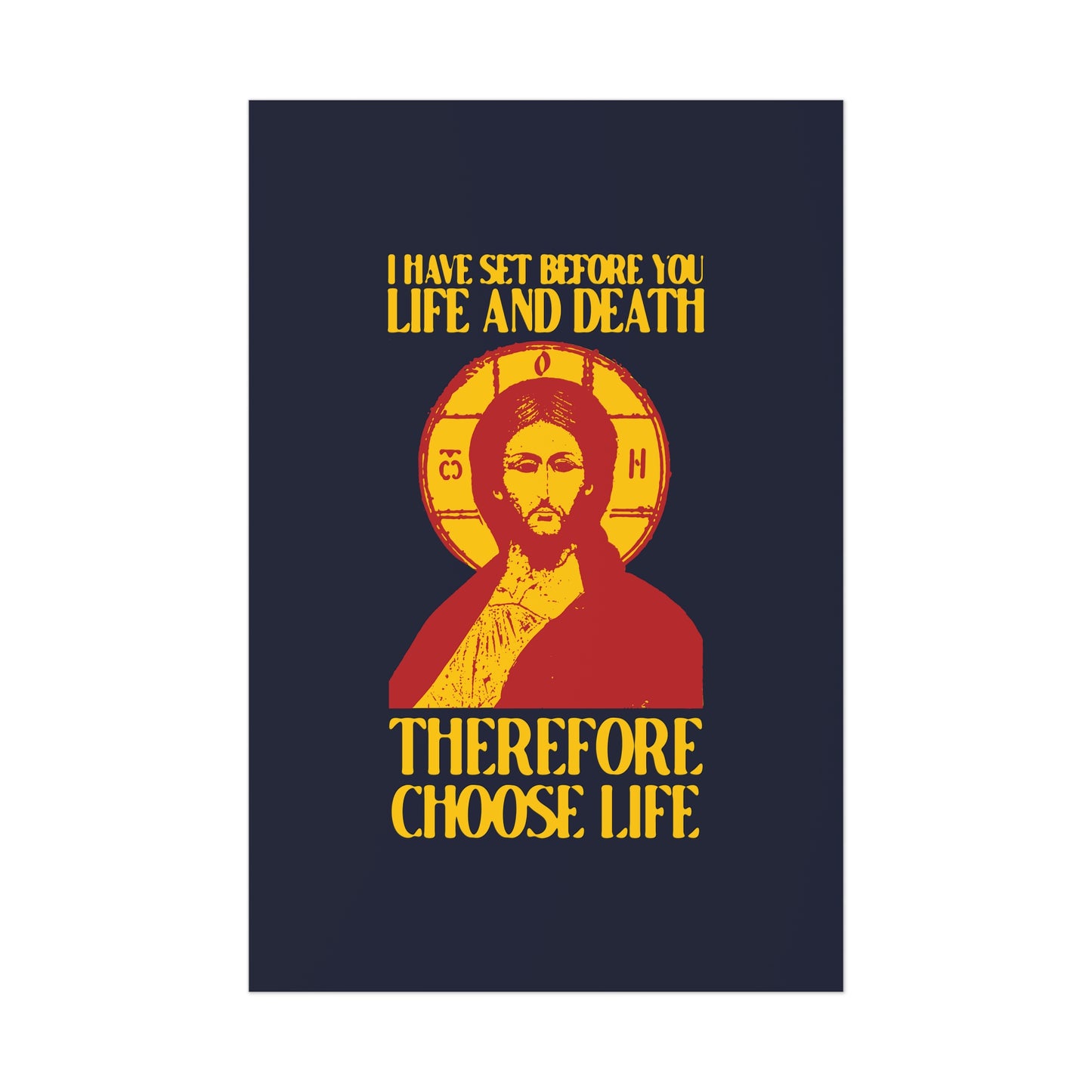 I Have Set Before You Life and Death (Deut. 30:11-20) Blue Design No. 1 | Orthodox Christian Art Poster
