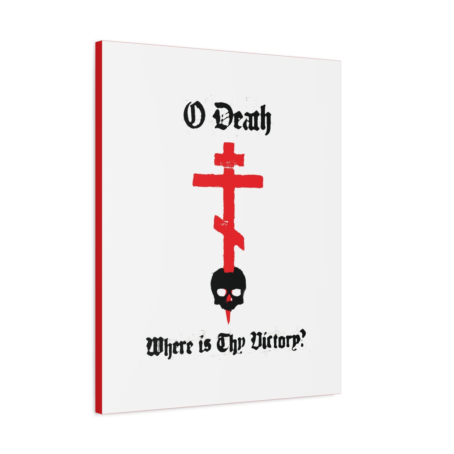 O Death Where is Thy Victory? 1 Cor 15:55 | Cross Stabbing Skull | Spraypaint Aesthetic | Orthodox Christian Canvas Art