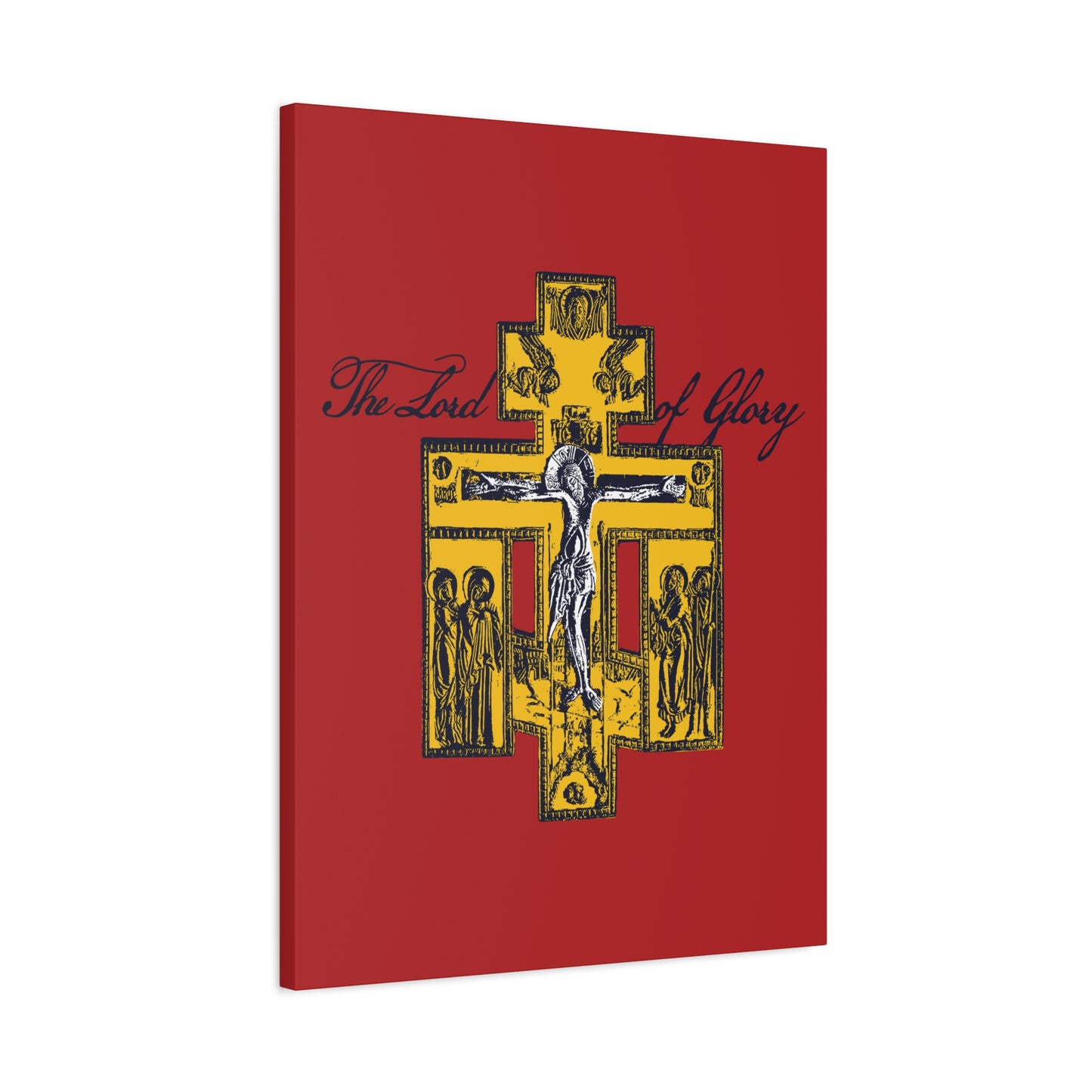 The Lord of Glory | Russian Golgotha Crucifix IconoGraphic (Red BG) | 1 Corinthians 2:8 | Orthodox Christian Canvas Art