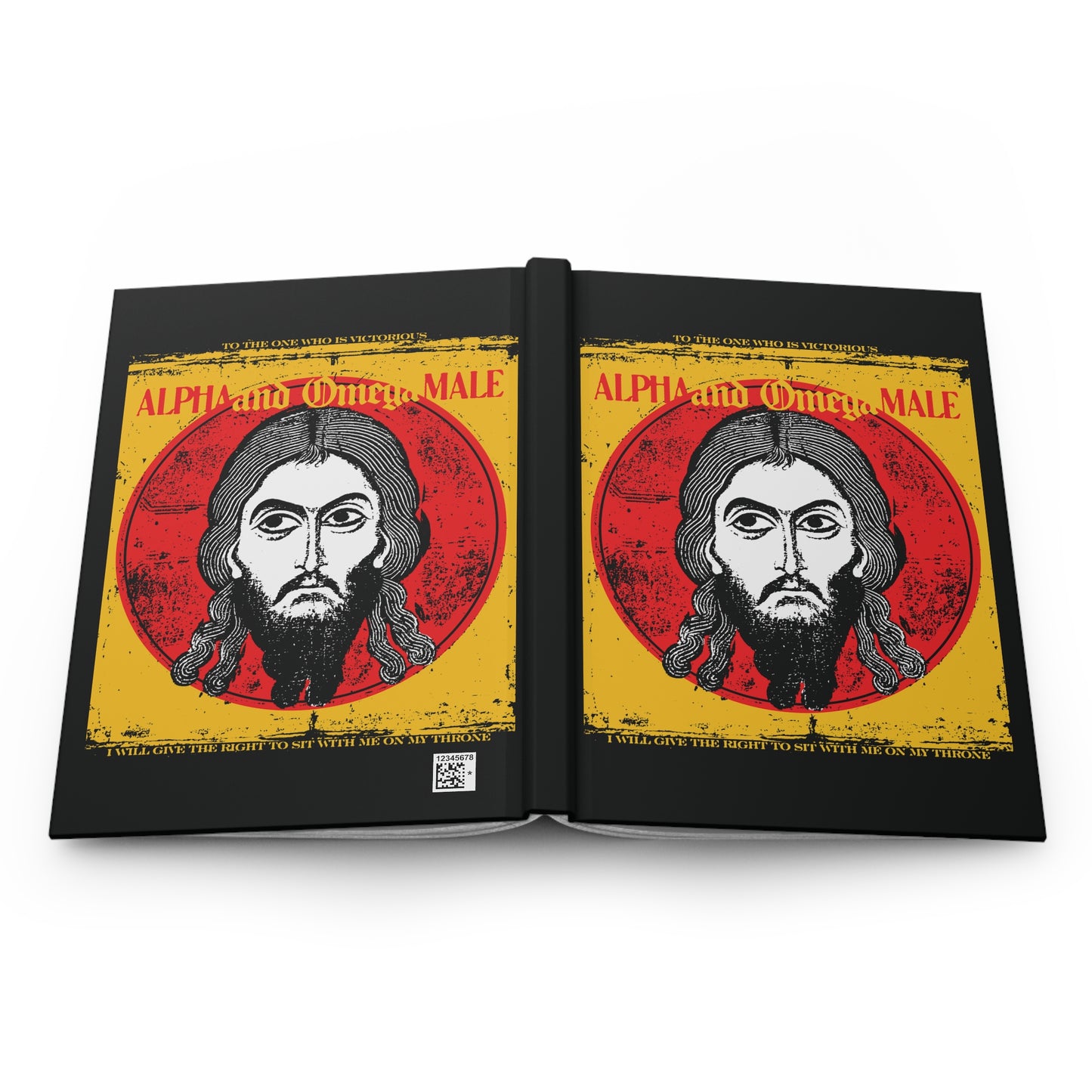 Alpha and Omega Male (Jesus Christ Image of Edessa IkonoGraphic) | Mandylion Image Made Without Hands | Orthodox Christian Hardcover Journal-Remembrance of Death