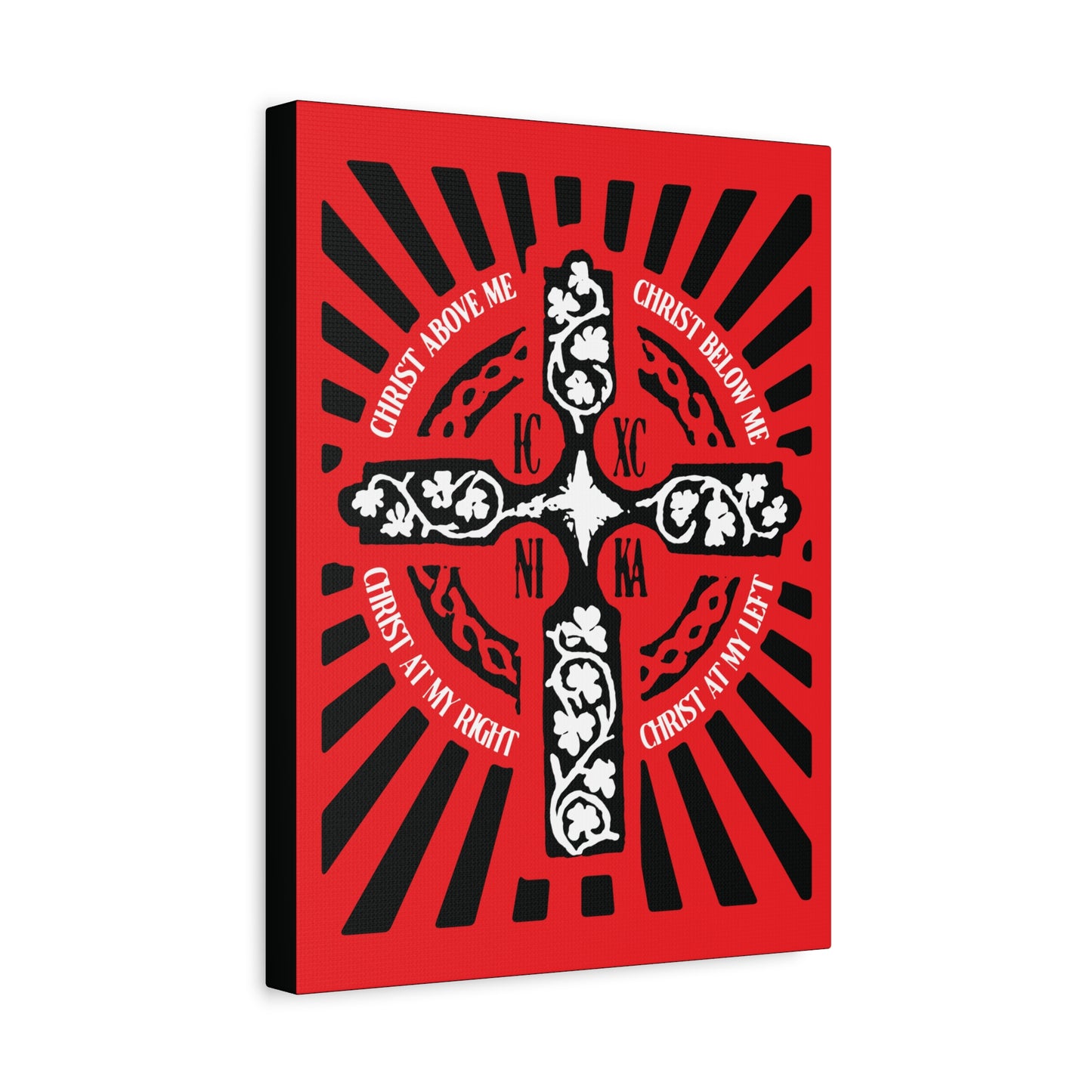 Red ICXC NIKA Enniskillen Celtic Cross | Lorica of St. Patrick | Shield Prayer | Orthodox Christian Canvas Art