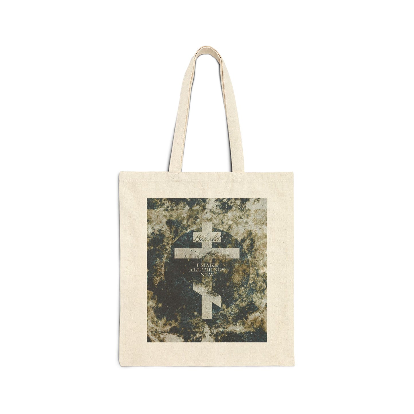 Behold, I Make All Things New | Revelation 21:5 | Cosmic Textured Orthodox Cross | Parousia | Orthodox Christian Tote Bag