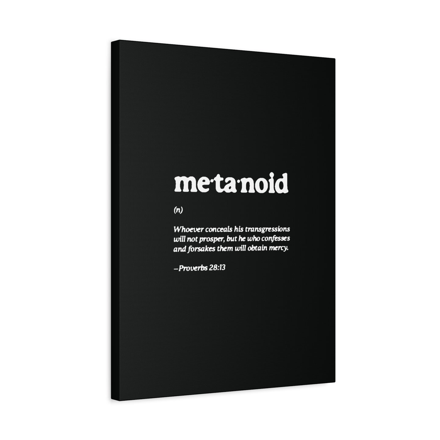Metanoia Metanoid Definition | Proverbs 28:13 | Confession & Repentance | Minimalist Design | Orthodox Christian Canvas Art