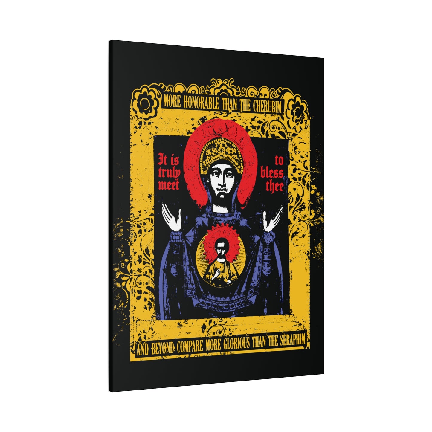 It is Truly Meet To Bless Thee Iconographic | Axion Estin Hymn to the Mother of God Theotokos | Orthodox Christian Canvas Art